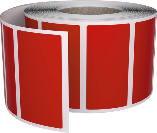 Royal Green Rectangular Color Coding Sticker Roll - Write On Labels for Folders, Organizing & More, 1.57" x 0.75" Stickers to Write On Name Tags for Office Supplies & Organization, 500-Pack (Red).