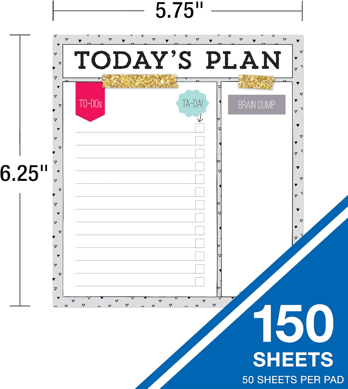 Carson Dellosa Today's Plan Notepad 3-Pack Set, Note Pads for To Do List, Goals, Checklist, and Classroom Organization Stationary, Desk Accessories and Office Supplies