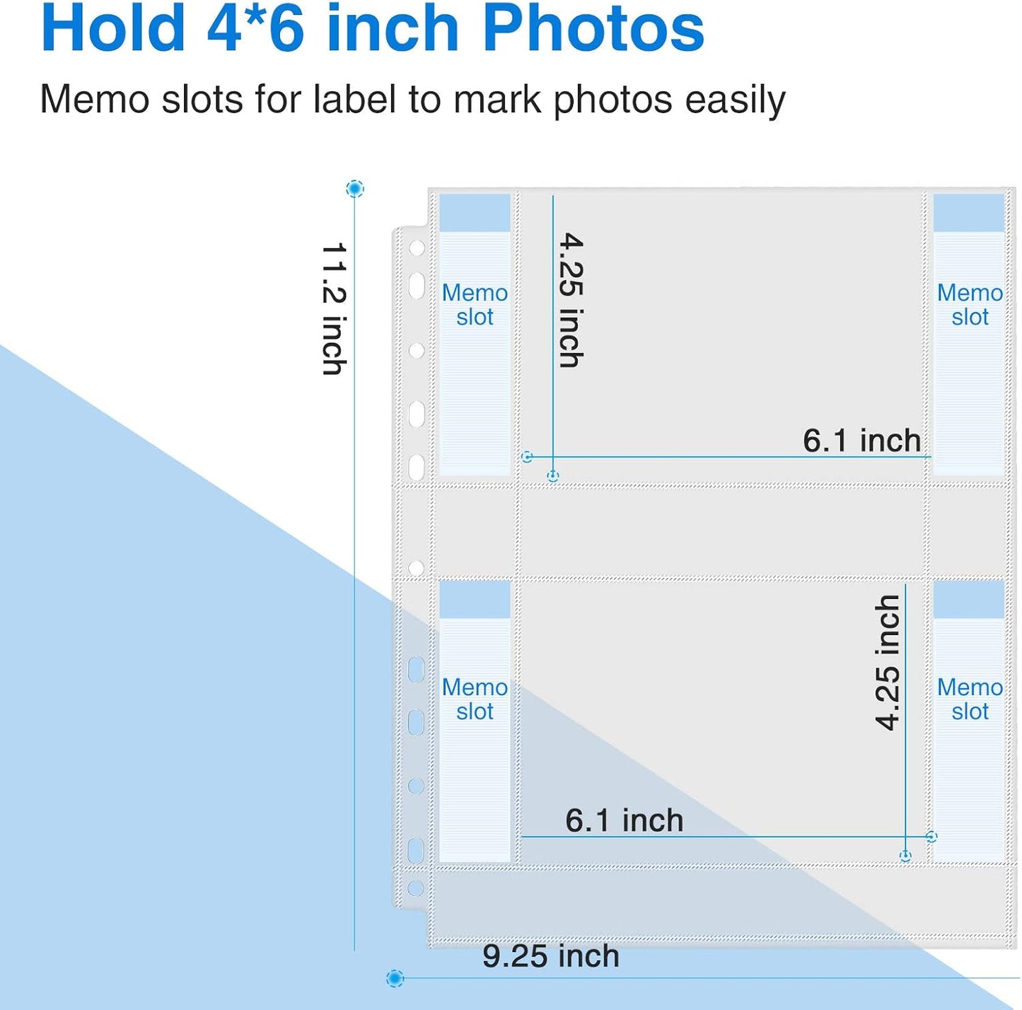 Sooez 30 Pack 4x6 Photo Sleeves, Heavy Duty Photo Sleeves for 3 Ring Binder (for 120 Pictures), Plastic Photo Album Refill Pages, Clear Archival Photo Album Sleeve, Photo Pages Sheets 8.5x11
