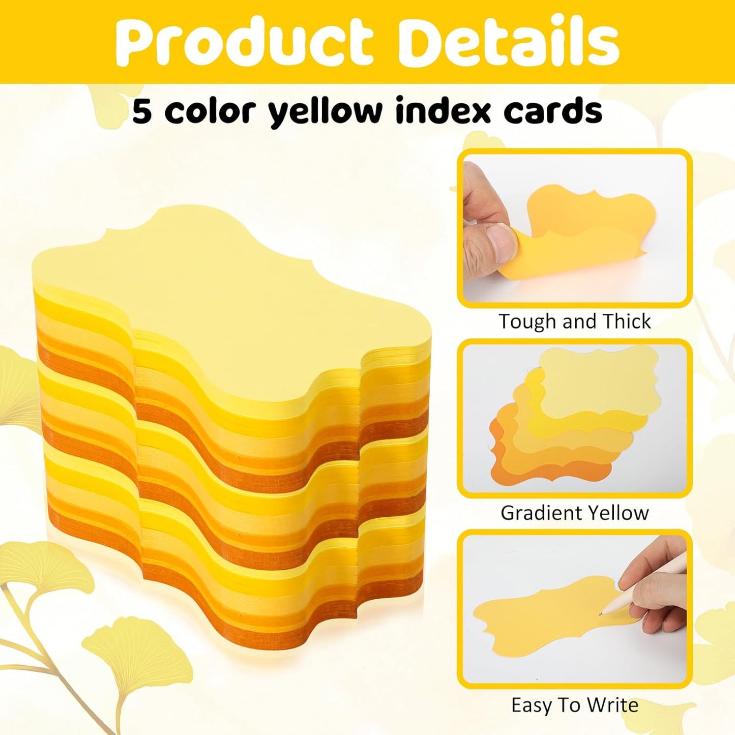 150 Pcs Yellow Blank Index Cards 3x5 Inch Study Notecards Blank Flash Cards Assorted Cardstock Paper Business Cards Heavy Note Cards For Studying Organizing School Office Supplies