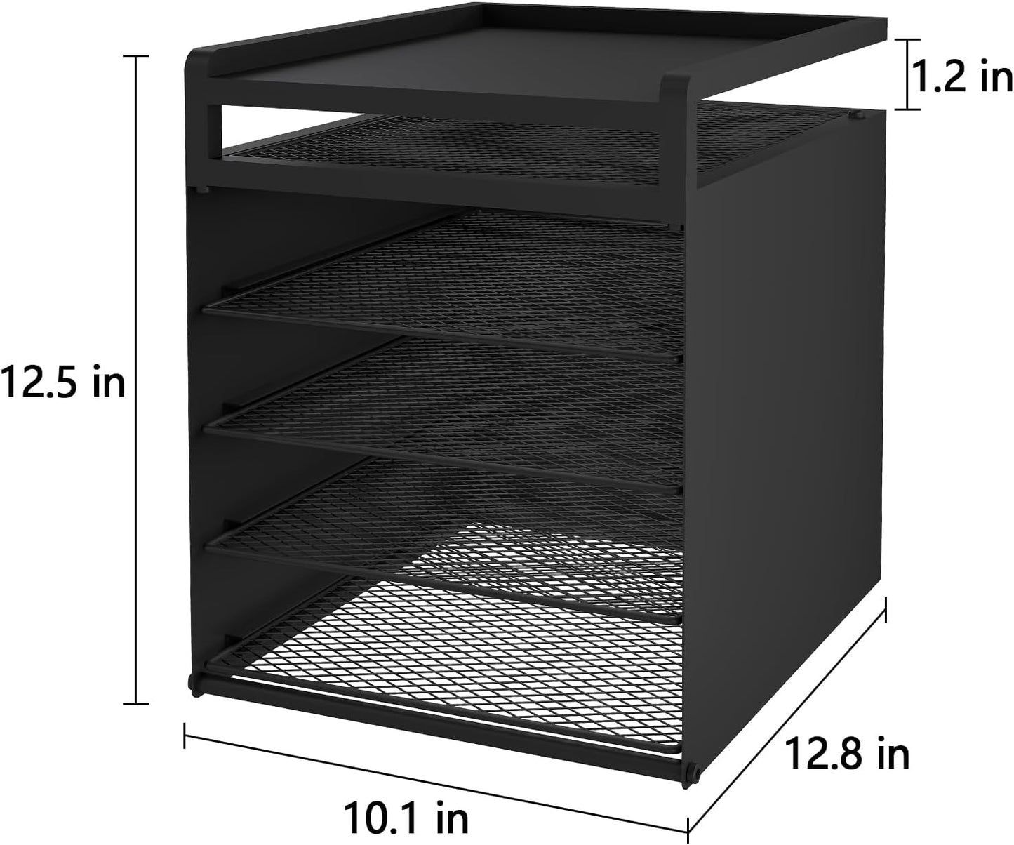 Aothia Desk Organizer with 4 Sliding Trays – Metal File Organizer for Desktop, Hanging Under Desk Organizer and Paper Tray Shelf, Space-Saving Office Document Sorter, Black