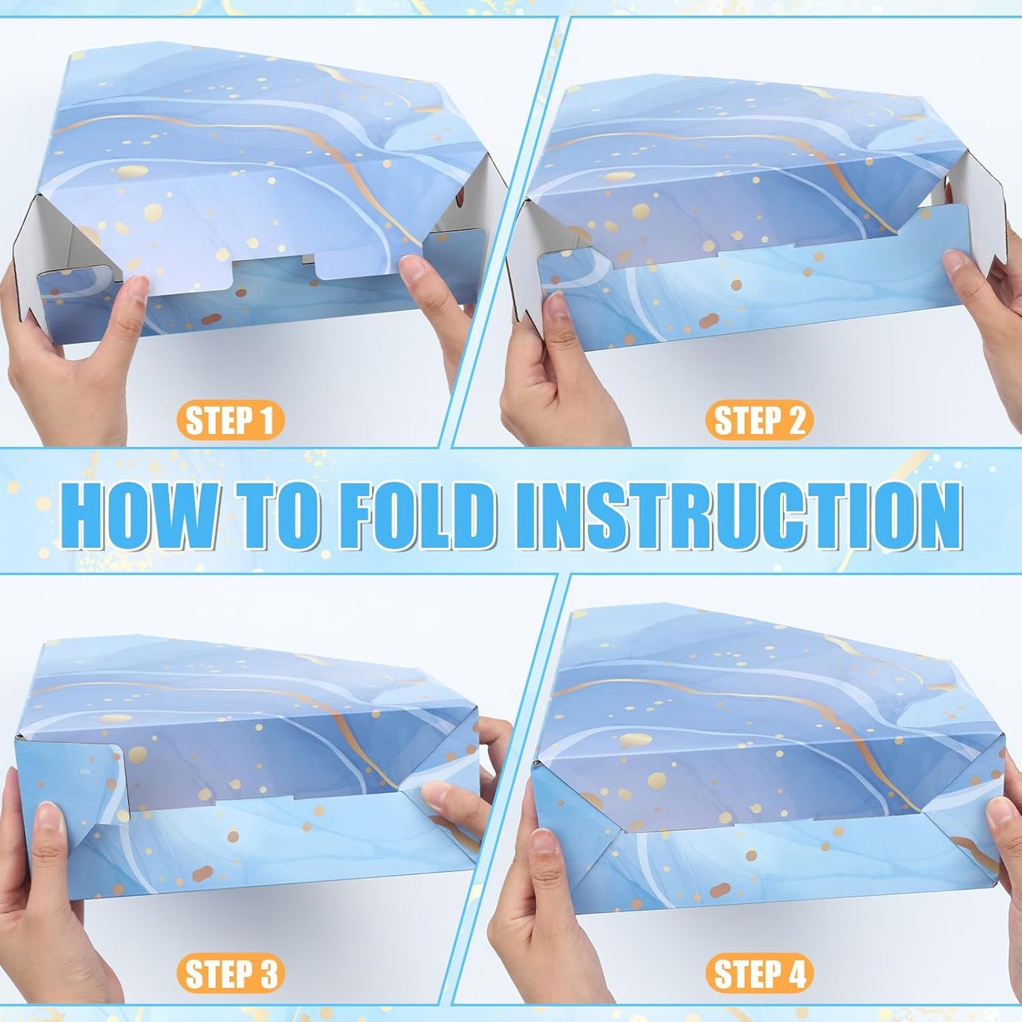 PerKoop 12 Pcs Magazine File Holder Foldable Decorative Cardboard File Folders 6 Patterns Floral Colored Magazine Rack with Printable Sticker Labels for School Office Home Desk (Marble)