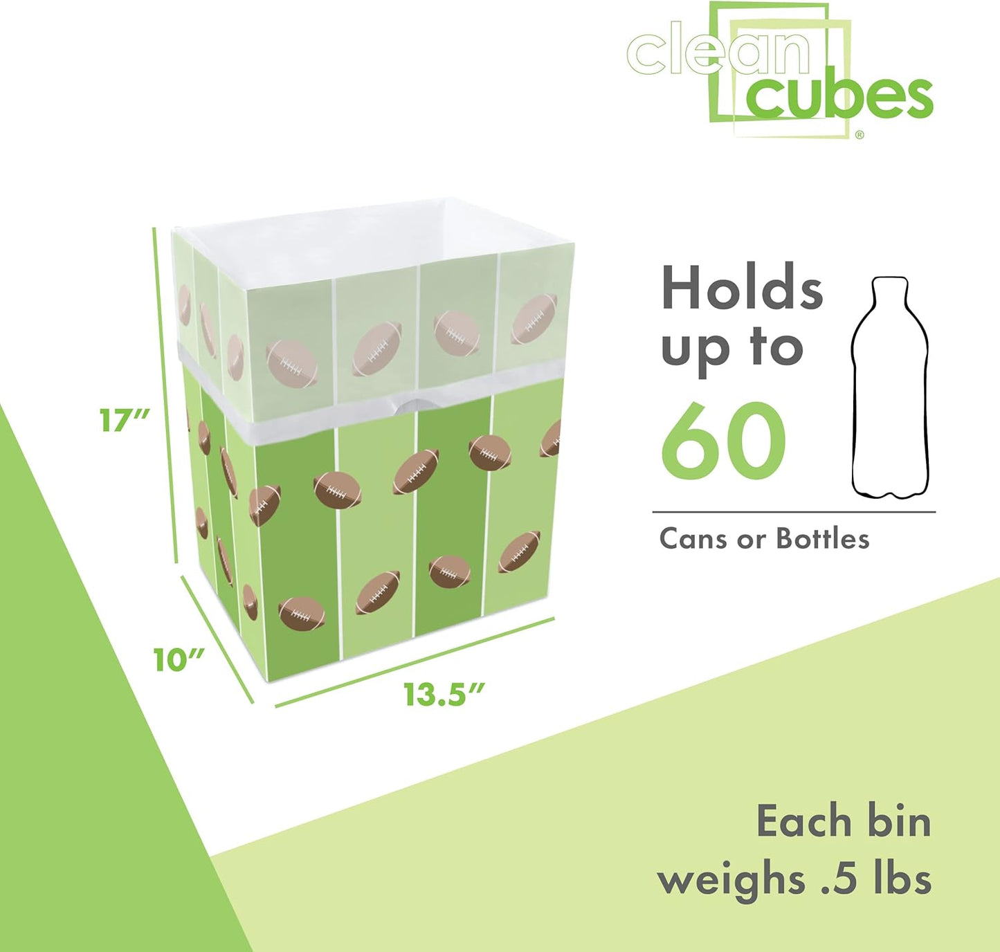 | 13 Gallon Disposable Trash Cans (3-Pack) with Fitted Trash Bags - Reusable Garbage and Recycling Bins for Parties, Events, and More (Tailgating - 17" Height x 13.5" Width x 10" Depth)