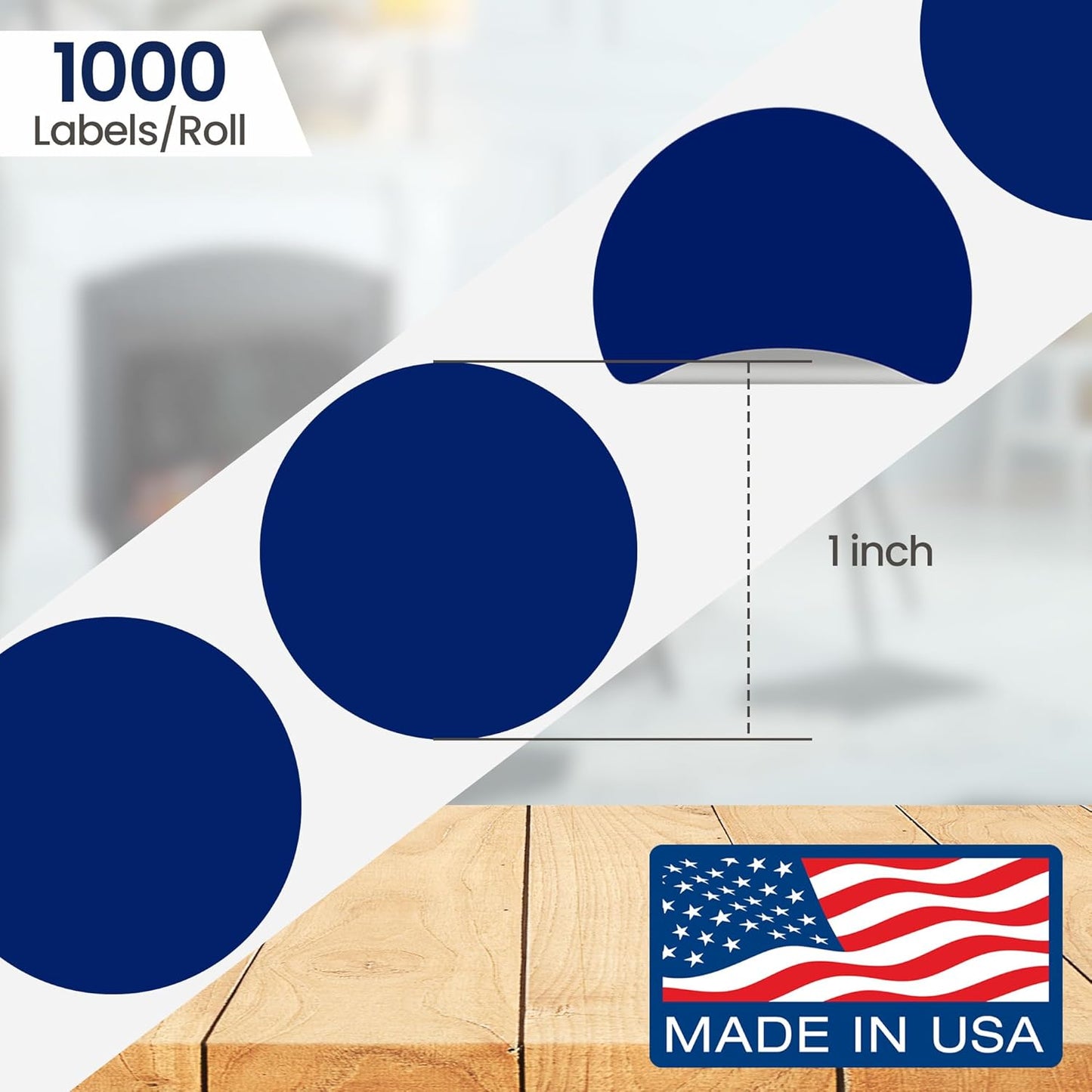 Perco Dark Blue 1-Inch Round Circle Dot Sticker Labels with Removable Adhesive – 1,000 Labels/Roll – Versatile, Vibrant Colors, Reliable Hold, No Residue, Perforated for Convenient Use – Made in USA