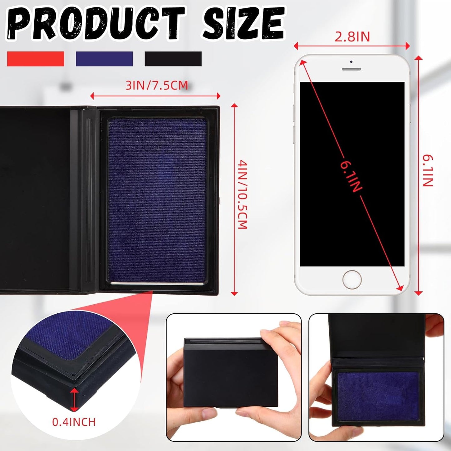 Janlaugh 9 Pack Colors Stamp Pads 4 x 3 Inch Quality Felt Pad Finger Print Ink Pad Black Red Blue Stamp Ink Pad for Rubber Stamp Paper Scrapbooking Wood Fabric