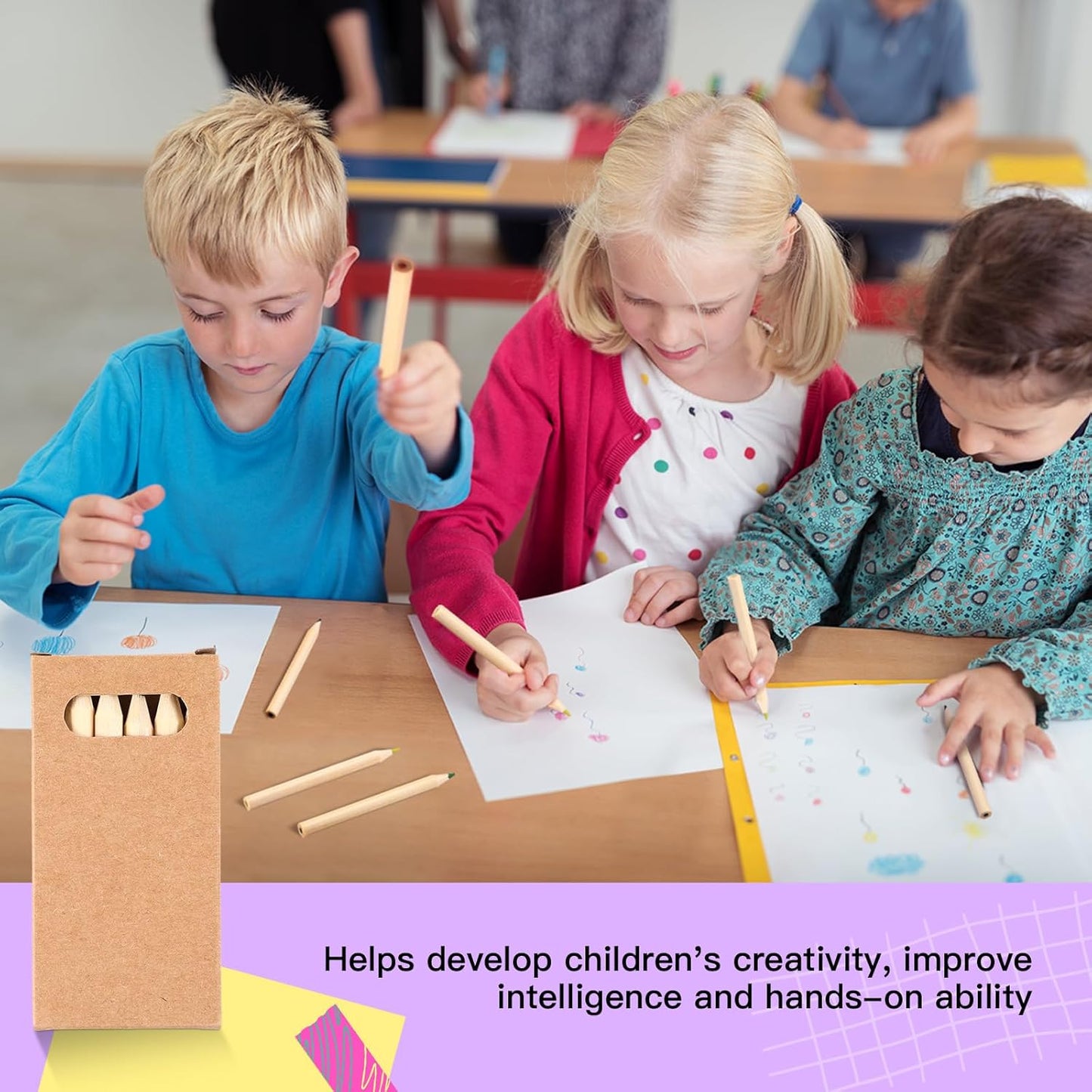 Faccito 600 Packs Mini Drawing Colored Pencils for Kids 3.5 Inch Portable Short Fat 6 Different color Pre Sharpened Pencils in Bulk for Children Painting Classroom School Supplies