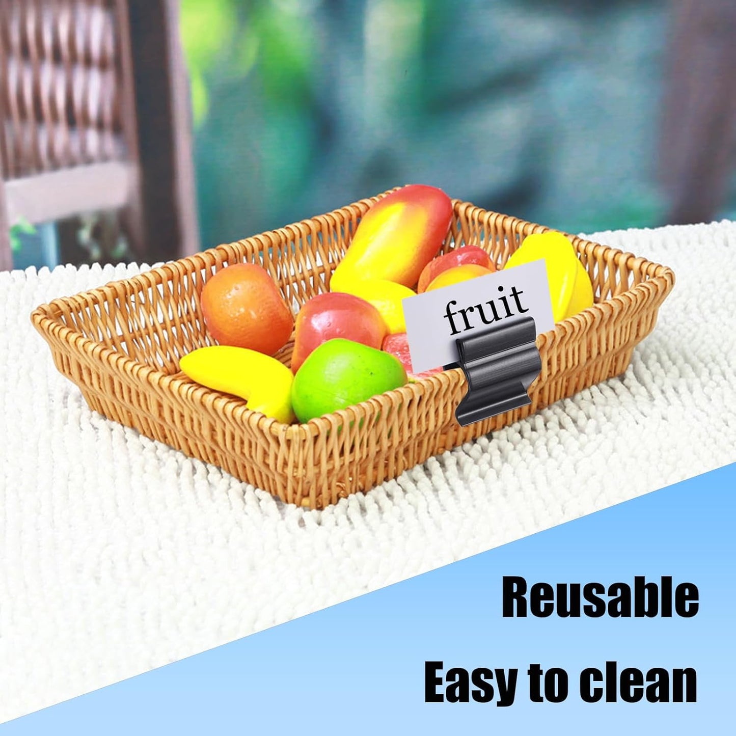 10 Pcs Plastic Bowl Sign Clip Black Food Tray Label Holders Reusable Food Tray Label Holder for Cups and Bowls Trays Baking Trays Bake Sale Signs