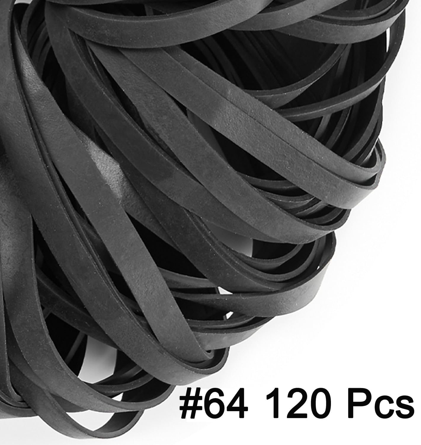 Rubber Bands Size #64 - 120 Pieces Elastic Black Bands for Office, Files, Litter Box