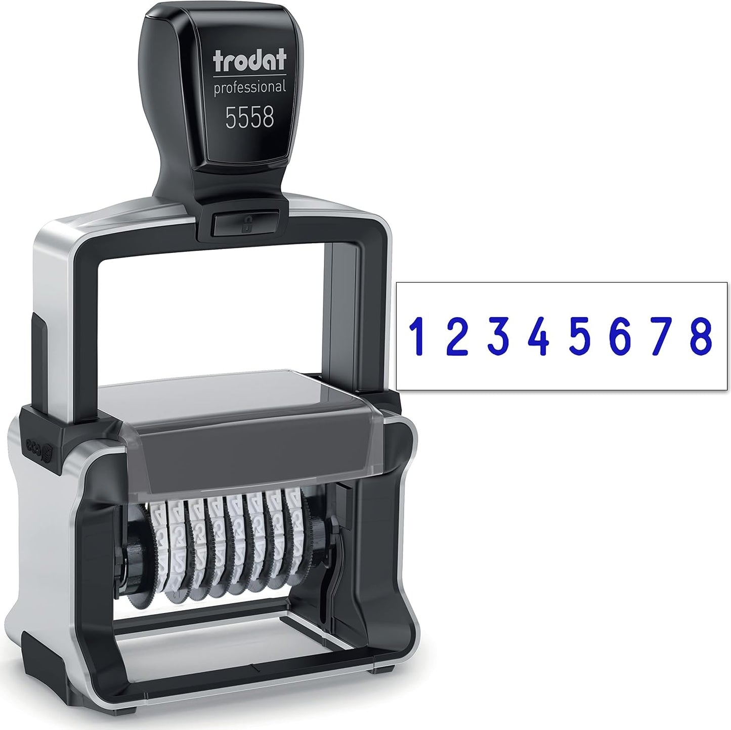 Rubber Stamp Creation Heavy Duty Numberer, 8 Digit Self-Inking Numbering Stamp 5mm Character Height Blue