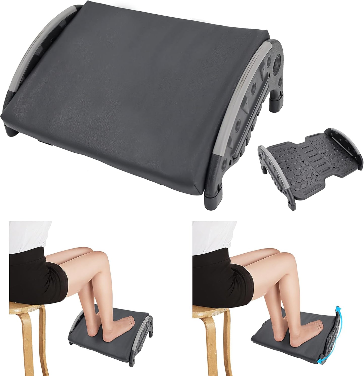 Under Desk Foot Rest,Foot Stool with Massage Texture，Includes Comfortable Memory Foam，Easy Assembly and disassembly (YB-RD)