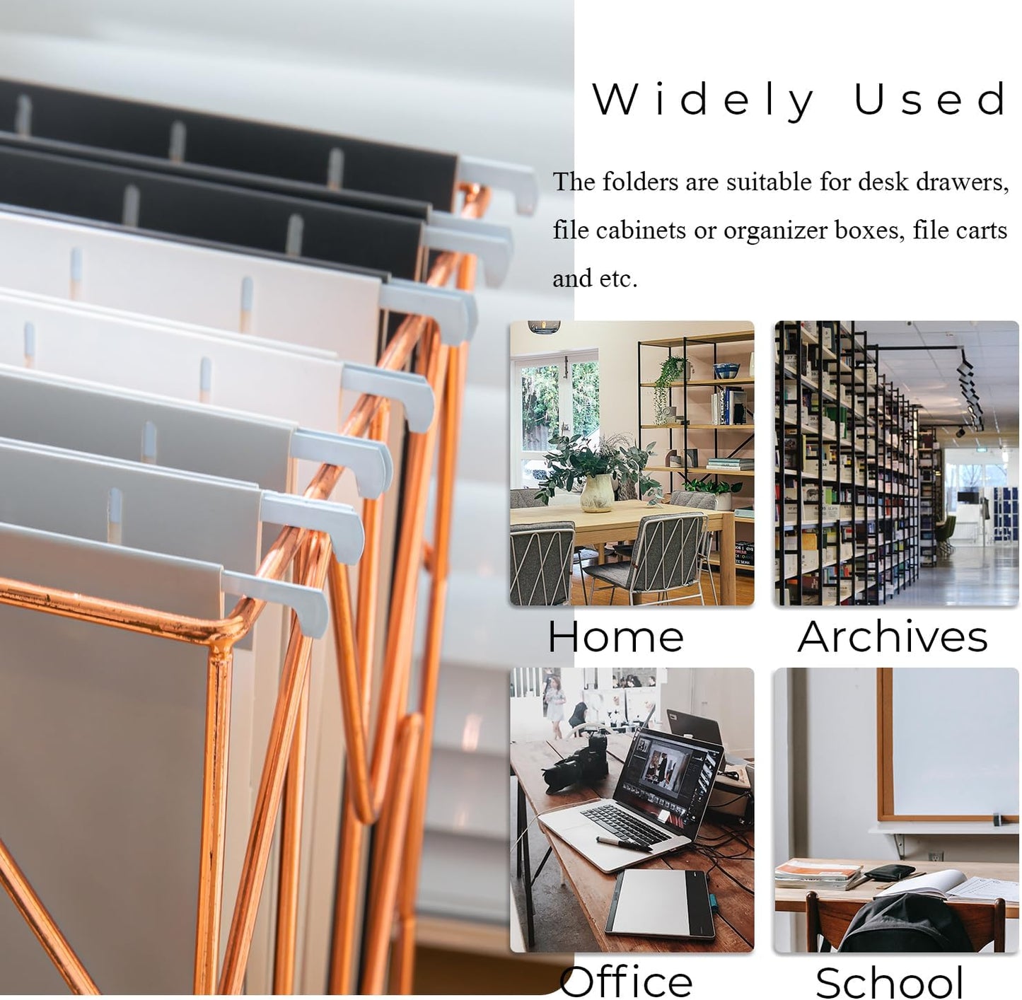 Y YOMA 6 Pack Gradient Hanging File Folders Letter Size Decorative Hanging Folder Pretty File Folder Organizer for Filing Cabinet Office Home with 1/5-Cut Adjustable Tabs, Ash Grey