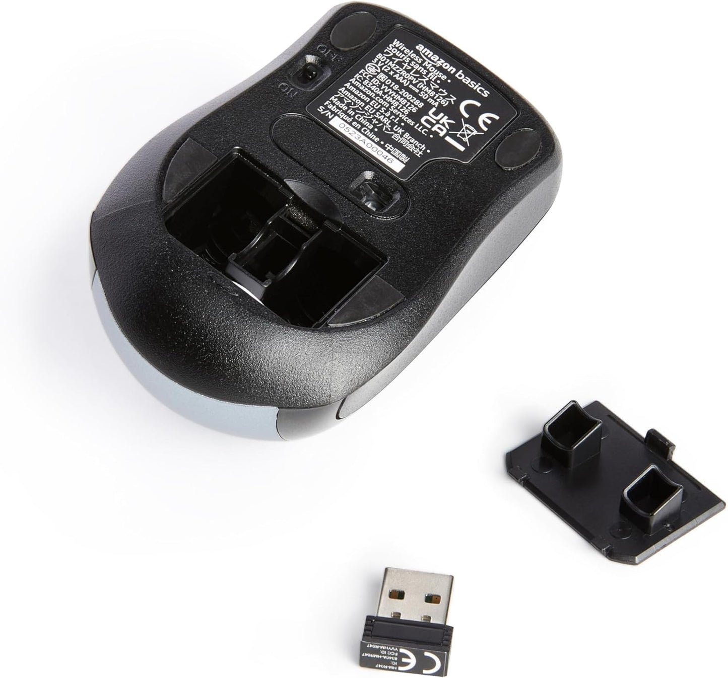 Amazon Basics 2.4 Ghz Wireless Optical Computer Mouse with USB Nano Receiver, Silver