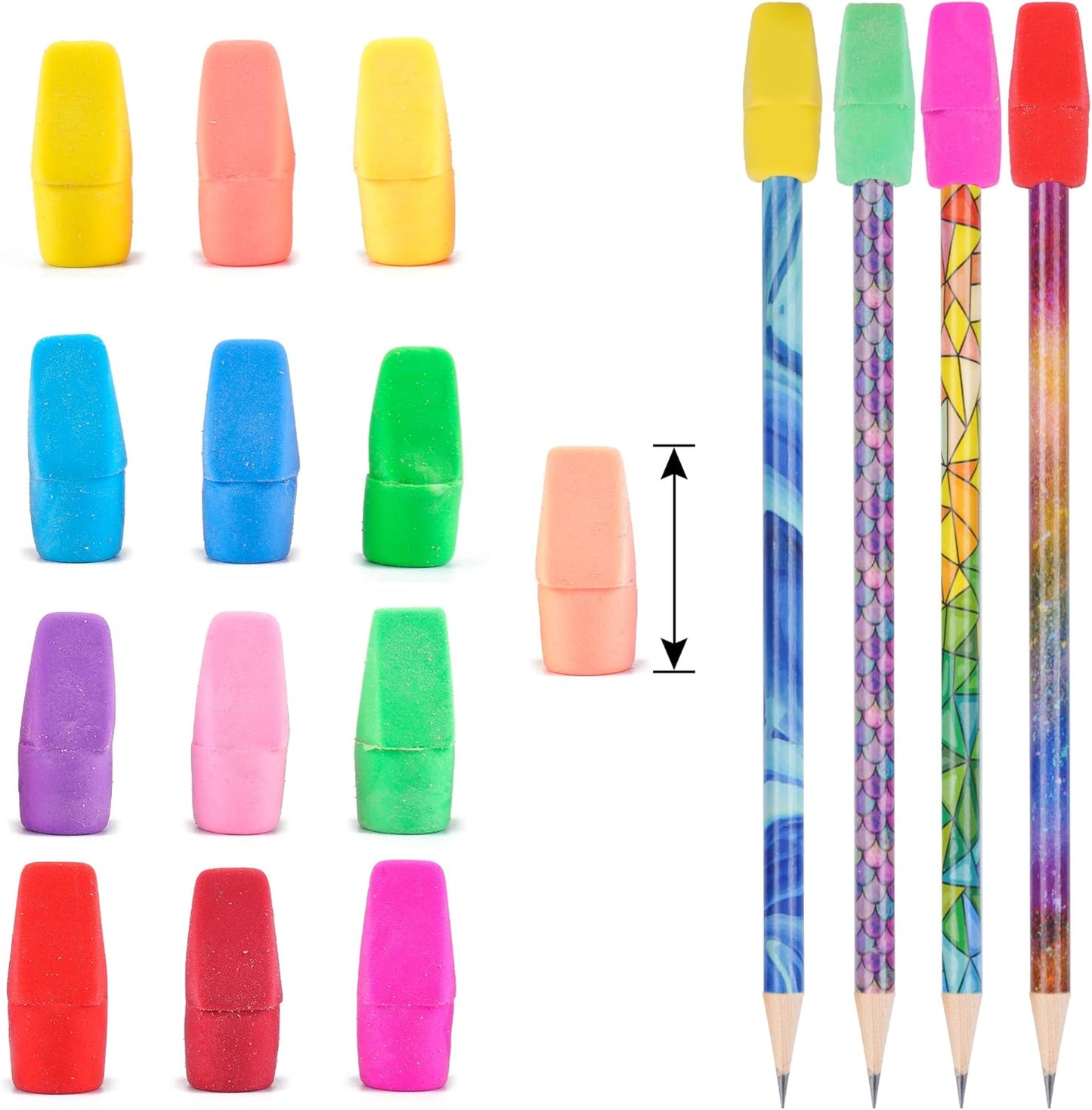 500 Pack Pencil Eraser Caps Pastel Colors Latex Free Pencil Pencil Eraser Toppers Arrowhead Caps Erasers for School Supplies,Deep Color
