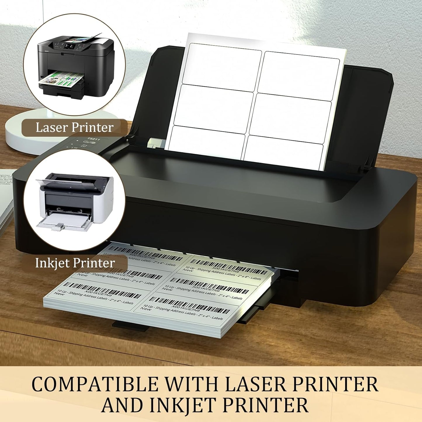FungLam 2x4 Shipping Address Labels for Laser & Inkjet Printers, 300 Printable White Sticker Labels, 10 per Page Mailing Labels, Permanent Adhesive (30 Sheets, 300 Labels)