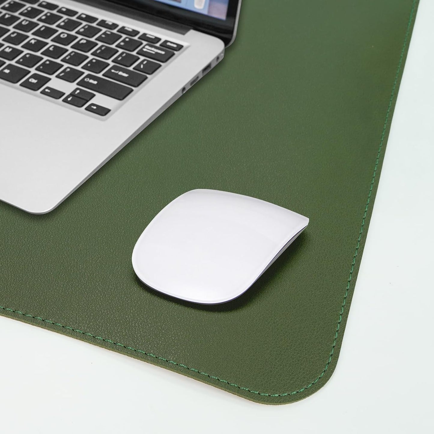 Leather Desk pad Protector, Large Desk mat with Natural Cork & PU Leather,Mouse pad,Non-Slip Office Desk Mat,Waterproof Desk Writing Pad for Office and Home (47in*17in,Military Green)
