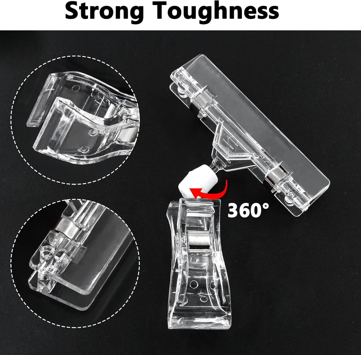 Biaungdo 12 Pcs Rotating Clip Swivel Sign Holder, Clear Rotatable Sign Holder with Double Clip Design, PVC Card Protector for Shelves, Store, Business, Exhibition