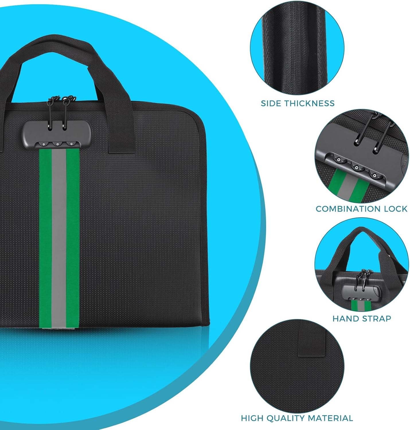 Accordion File Organizer with Combination Lock,Fireproof Expanding File Folder with Multi Pockets,13 Pockets Document Organizer with Handle & Labels,Portable Home Travel Safe Storage Letter A4 Files