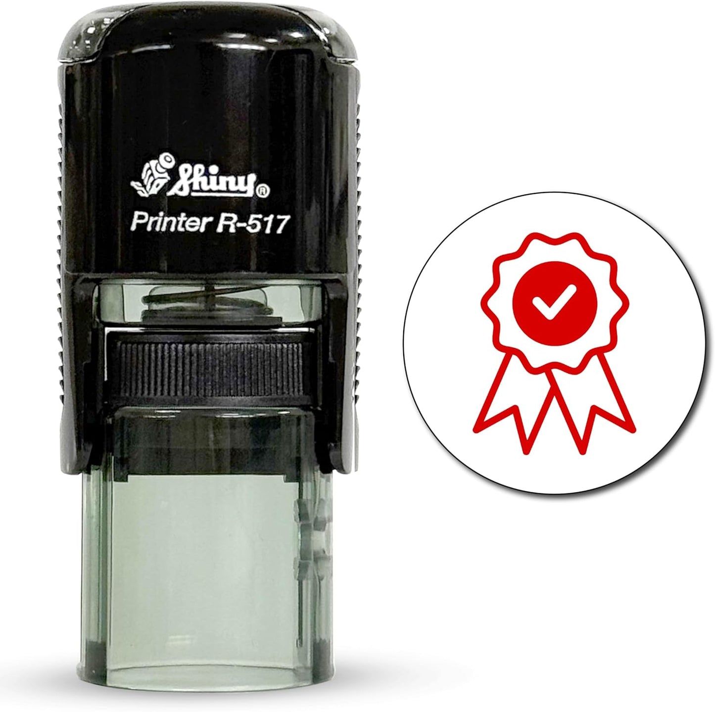 Shiny Ribbon Teacher Stamp, Round Self Inking Stamp for Classroom, Red Ink