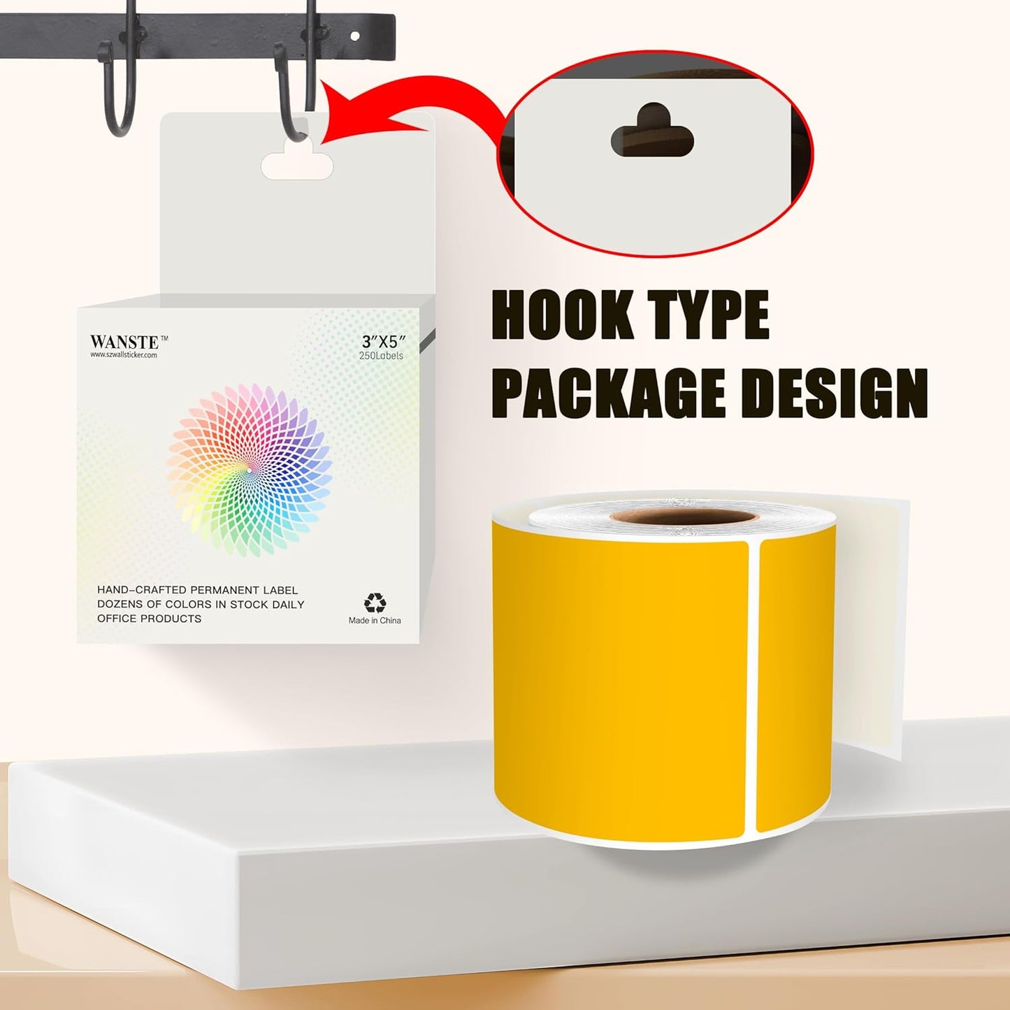 3 x 5 Inch 250Pcs Rectangle Color Coding Stickers,Strong Adhesion Easy to Write Label for Moving,Box Organization,Inventory,Business,Fluorescent Orange