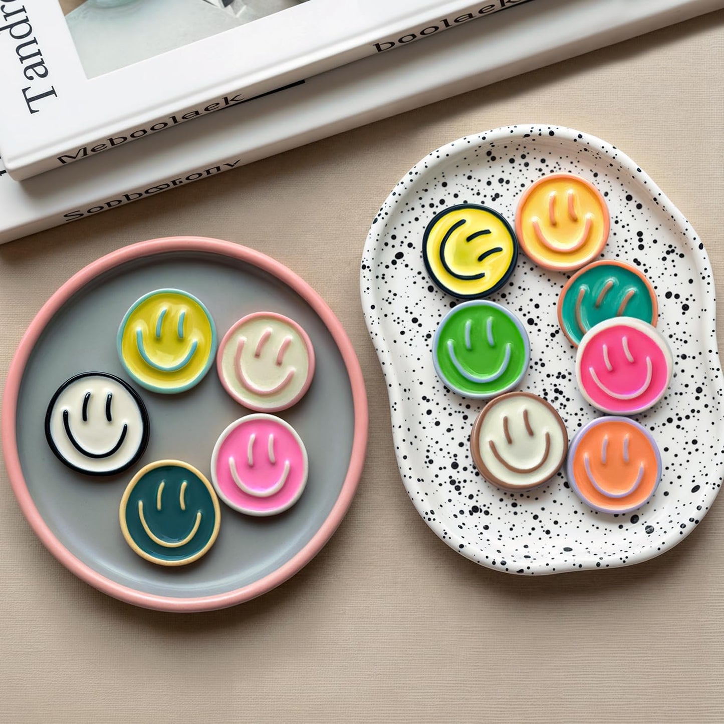 Qualsen 12 Pcs Cute Fridge Magnets, Fun Colorful Decorative Smiley Face Magnet for Lockers, Whiteboard, Offices, Schools and Homes, Locker Magnets for Girls
