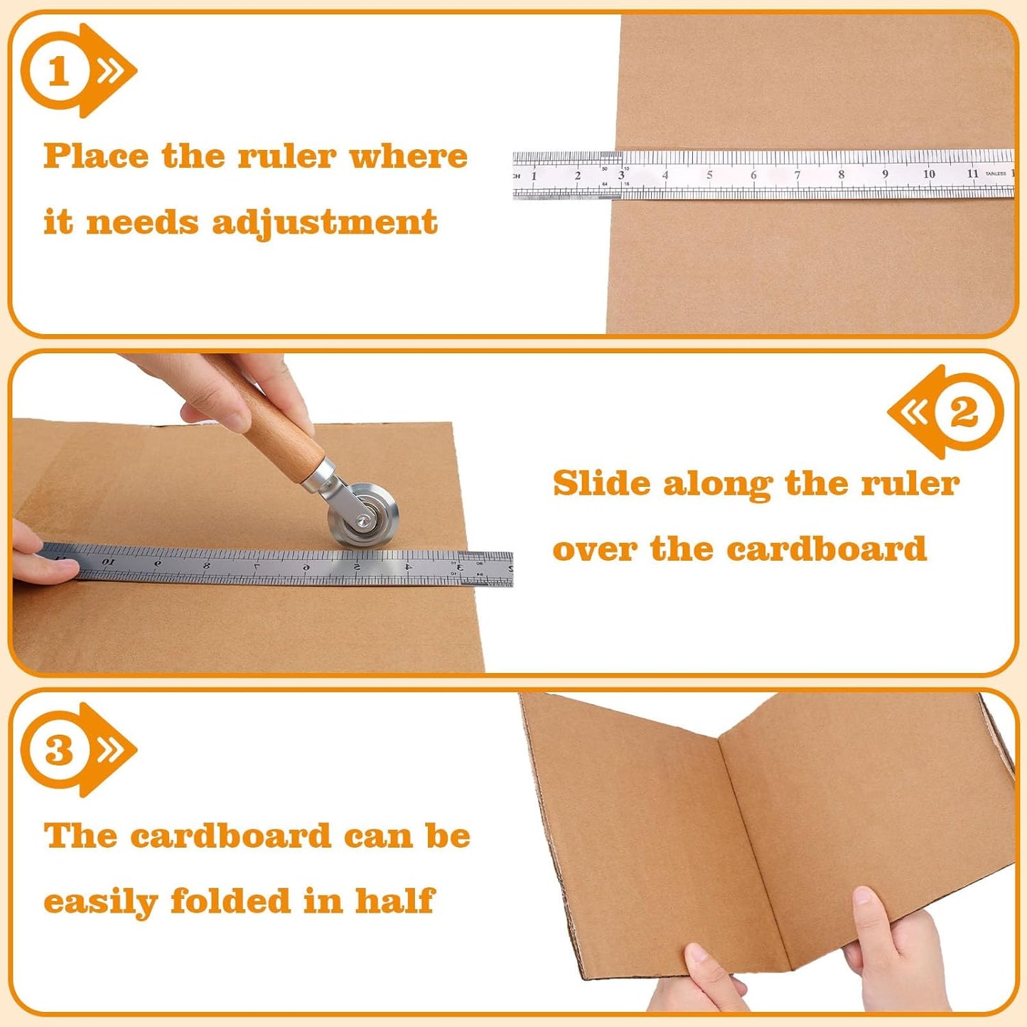 Box Resizer Tool, Thin Cardboard Scoring Tool, Apply to Scoring Board for Card Making, Corrugated Paper and Metal Sheets(2 Pcs,0.5mm,1.2mm)