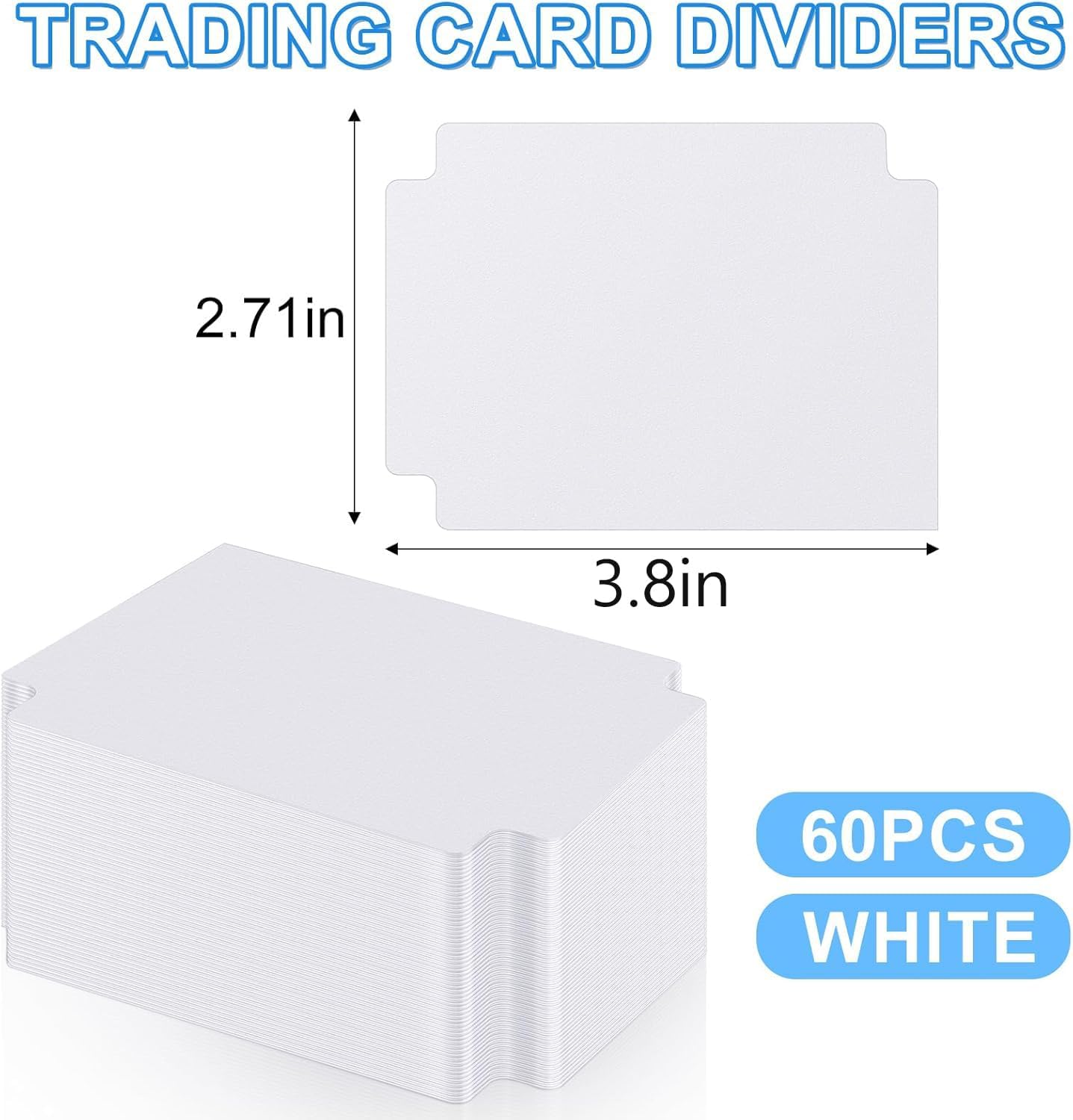 60 Pcs Trading Card Dividers White Card Separators with Tabs Blank Card Box Card Divider Cards for Sports Games, 2.71 x 3.8 Inches Fit for MTG TCG Sports Cards Card Games