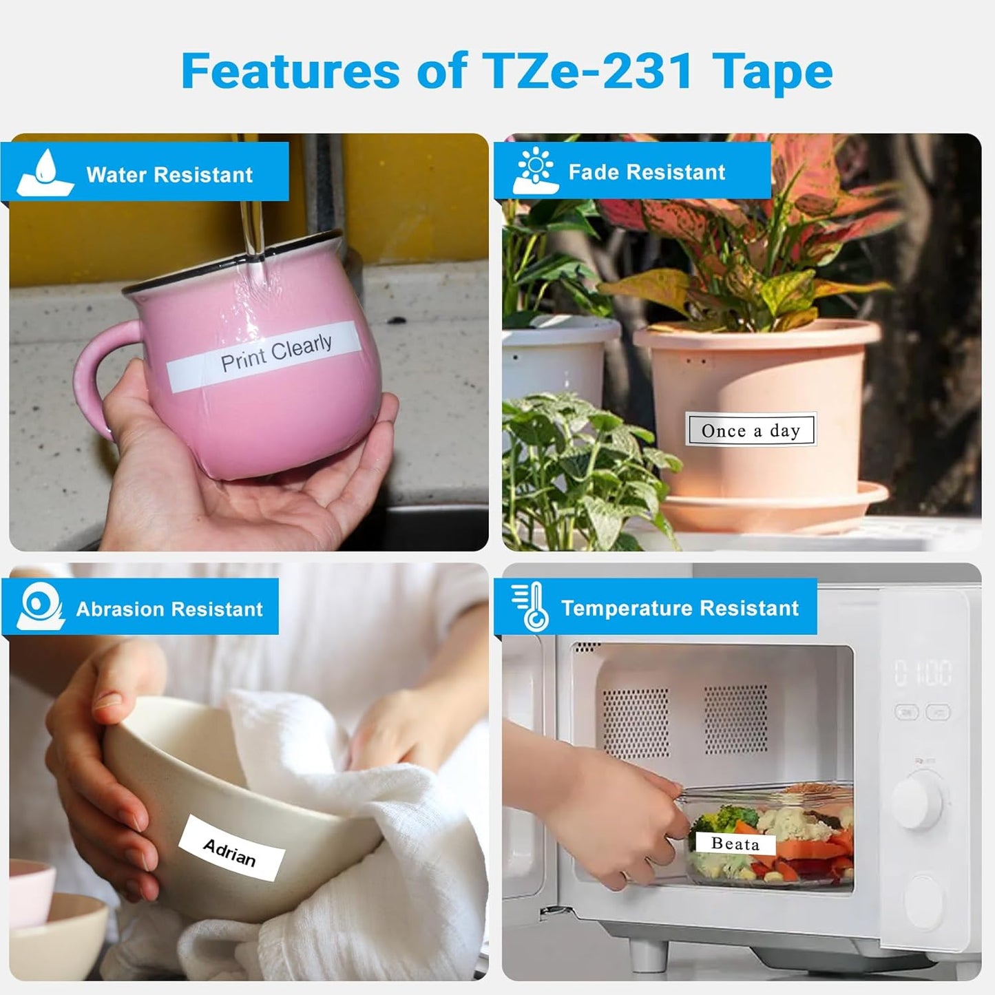 2PK TZe231 Label Maker Tapes Replacement for Brother P Touch Label Tape 12mm 0.47 Laminated White TZe-231 TZ-231 Compatible with Brother PTD220 PTH110 PTD400 PTD600 PT1900/1910