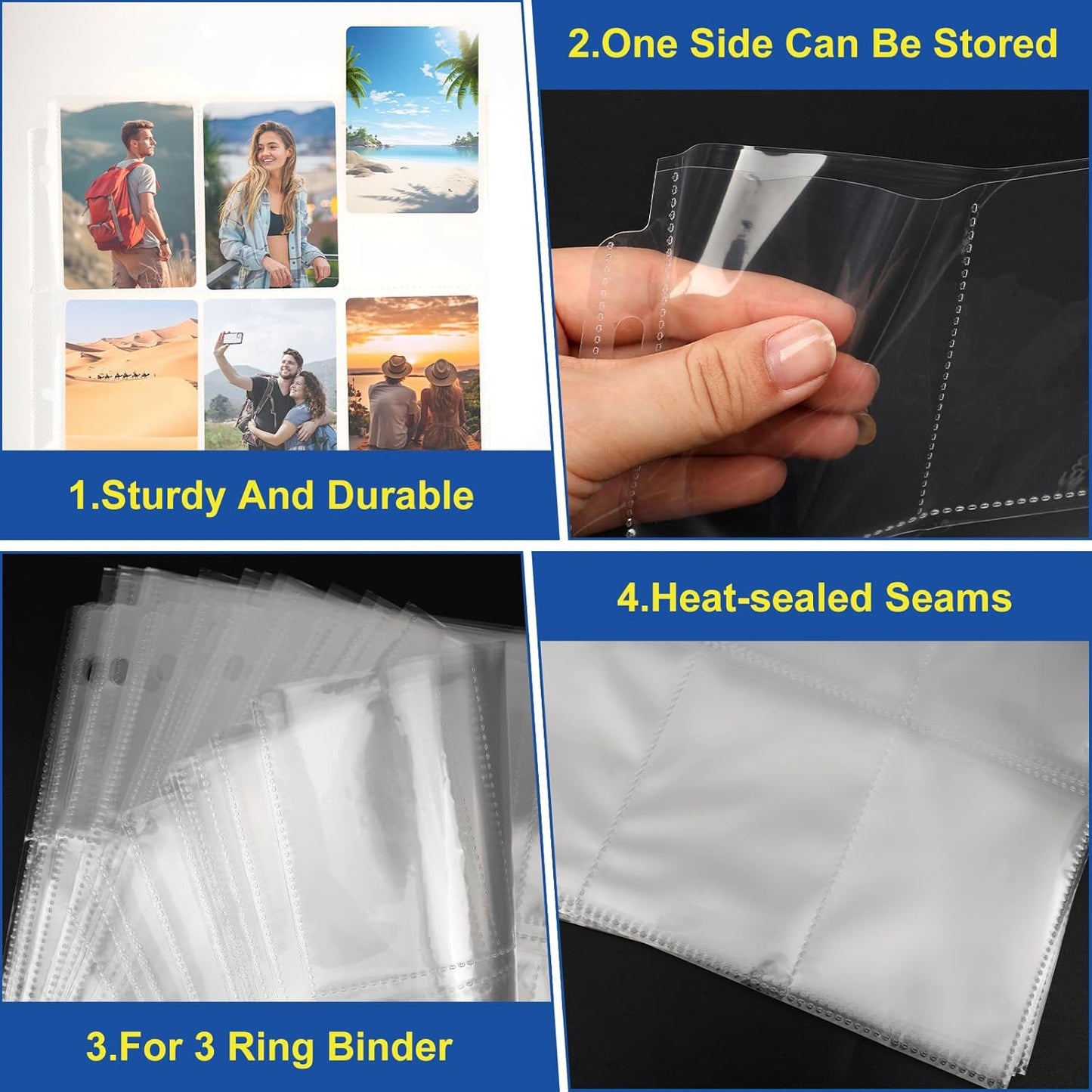 7200 Pockets Card Sleeves Binder Sheets, 9 Pocket Card Sleeves for 3 Ring Binder, Trading Cards Sleeves Fit for Baseball, Football, Game, Business Cards(400 Pages)