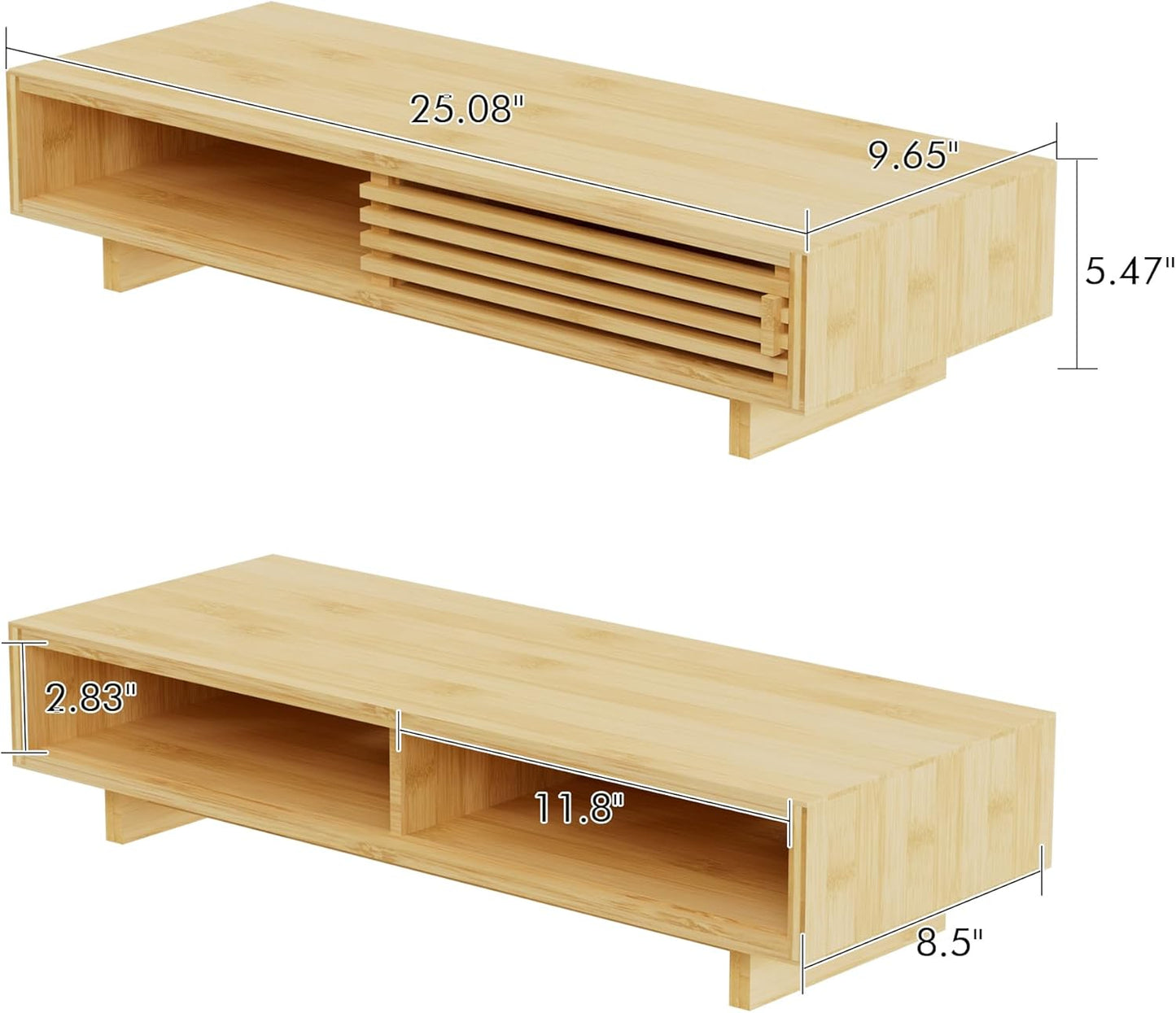 Zri Bamboo Computer Monitor Stand with Drawer, Dual Laptop Stand for Desk,Single Monitor Riser with Storage,Wood Office Desk Organizer & Accessories