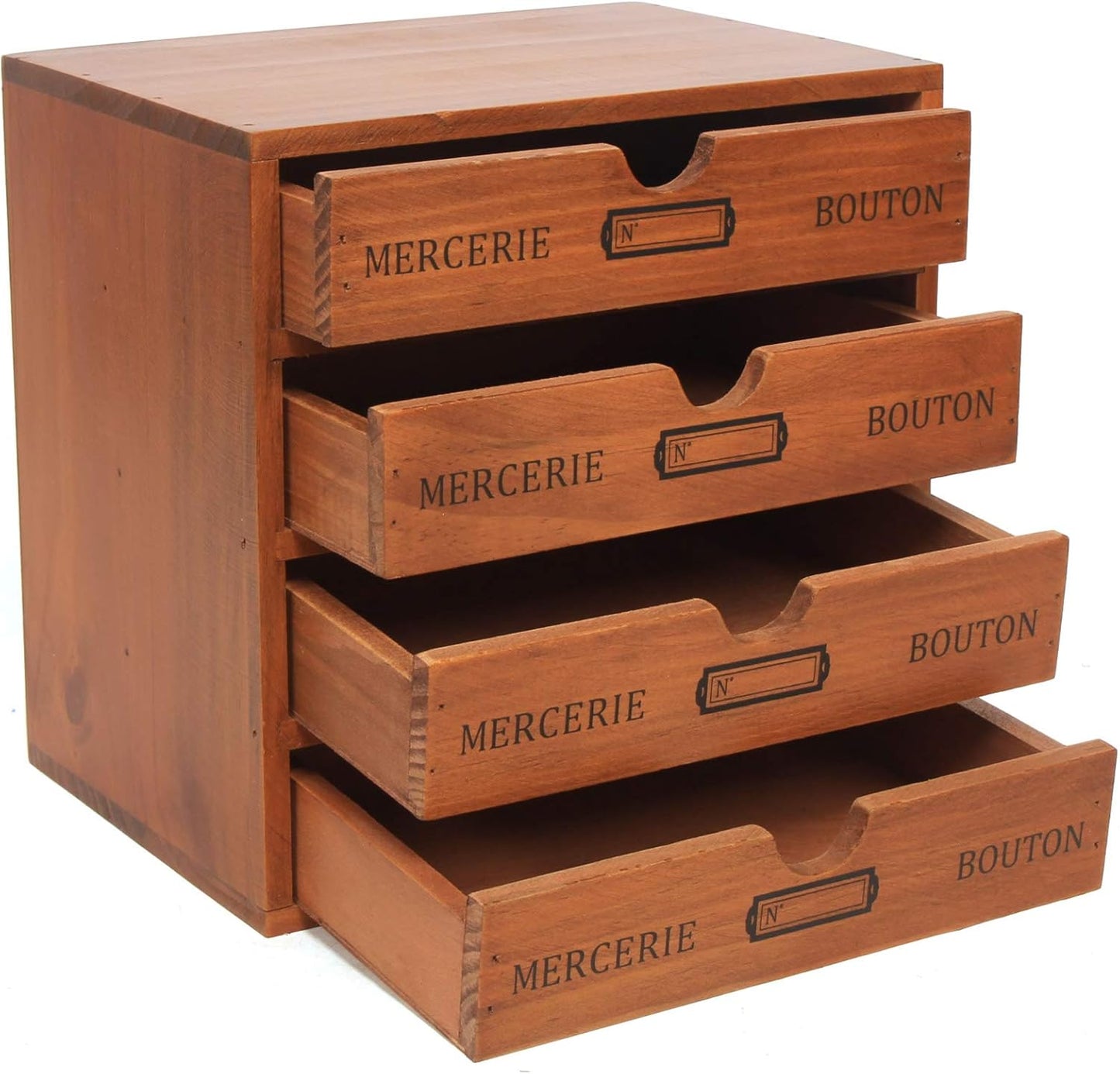 Vintage Drawer Wooden Desk Organizer, 16-Drawer Gift Storage Case Organizer Stand, Iron Label Holders, Brown, For Store Cosmetics, Files, Books, Letters, Papers, Magazines (4-Drawer)