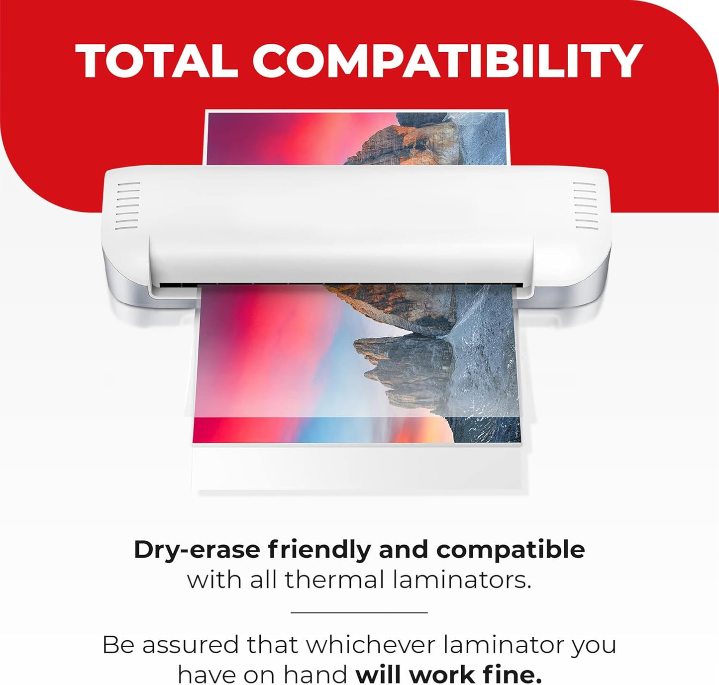 5MIL Thermal Laminating Sheets (150 Count) Letter, Photo, Card, Notecard, ID Badge and Business Card Sizes, Laminating Pouches Compatible with Laminators, Crystal Clear Laminated Finish