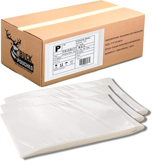 500 Pack 7"x10" Shipping Label Sleeves – Clear Self-Adhesive Packing Slip Pouches, Waterproof Packing List Envelopes – Ideal for Shipping Documents, Mailing Labels, Invoices & Packing Slips