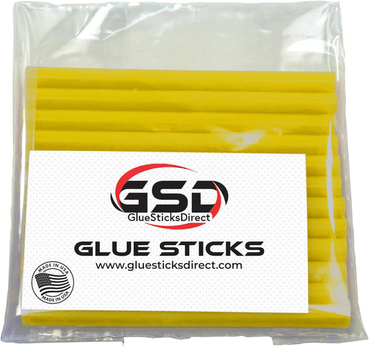 Mini Size Hot Melt Glue Sticks for Glue Gun - Bulk 4in Translucent Yellow Glue Sticks - Great for Art Craft Repairs & Compatible w/Most Glue Guns - 5/16" X 4" (24 Sticks) - USA Made