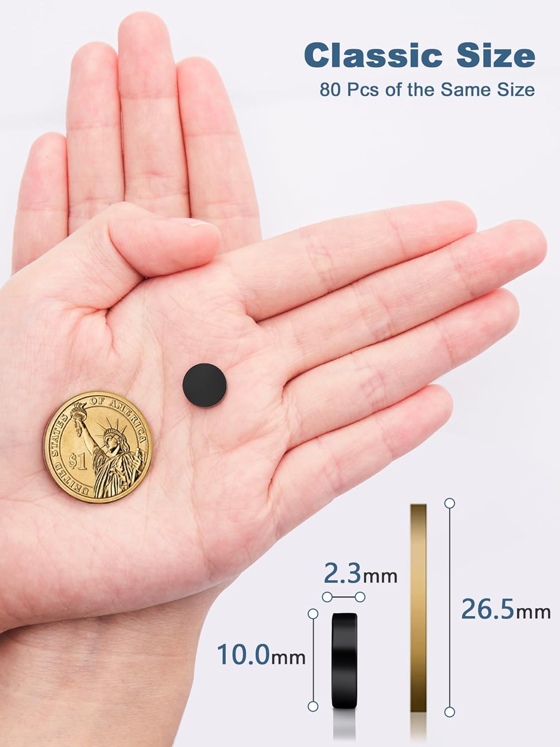 SMARTAKE 80 Pcs Refrigerator Magnets, Small Round Fridge Magnets, Multi-Use Premium Neodymium Office Magnets for Fridge, Whiteboard, Billboard in Home, Kitchen, Office and School (Black)