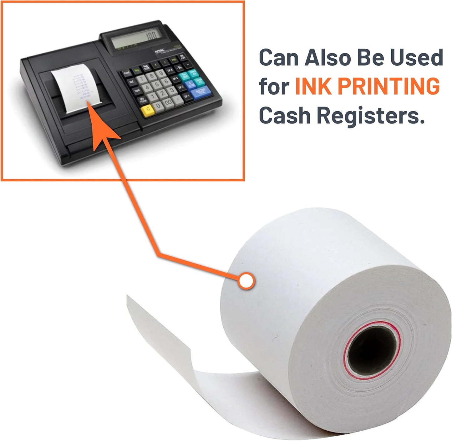 Victor 7050 Compact White Paper Rolls for Handheld and Portable Printing Calculators/Adding Machines/Ink Print Cash Registers 2.25” W x 150' FT (3-Pack)