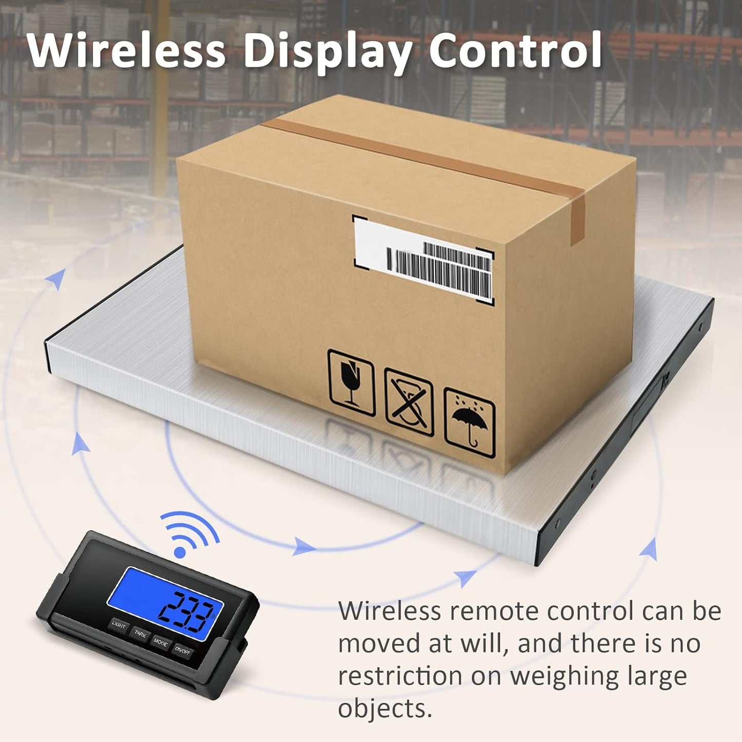 THINKSCALE Shipping Scale, 397lb Heavy Duty Digital Stainless Steel Large Platform Postal Scale with Wireless Display, Baby Scale Office Package Scale,Commercial Scale for Business, Puppy Scale