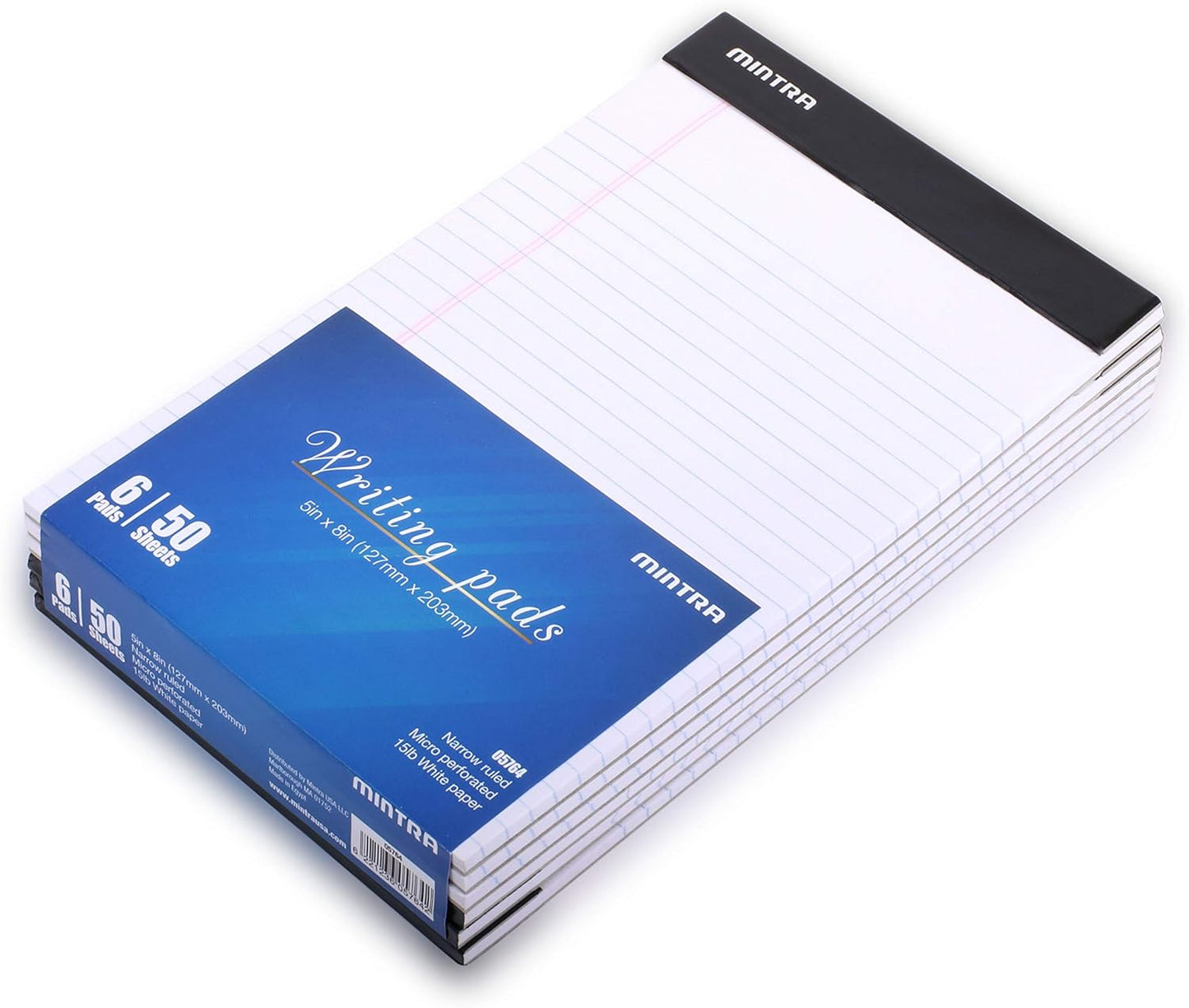 Mintra Office Legal Pads, ((xBasic, 5in x 8in, Narrow (White), 36pk (6-6pks))
