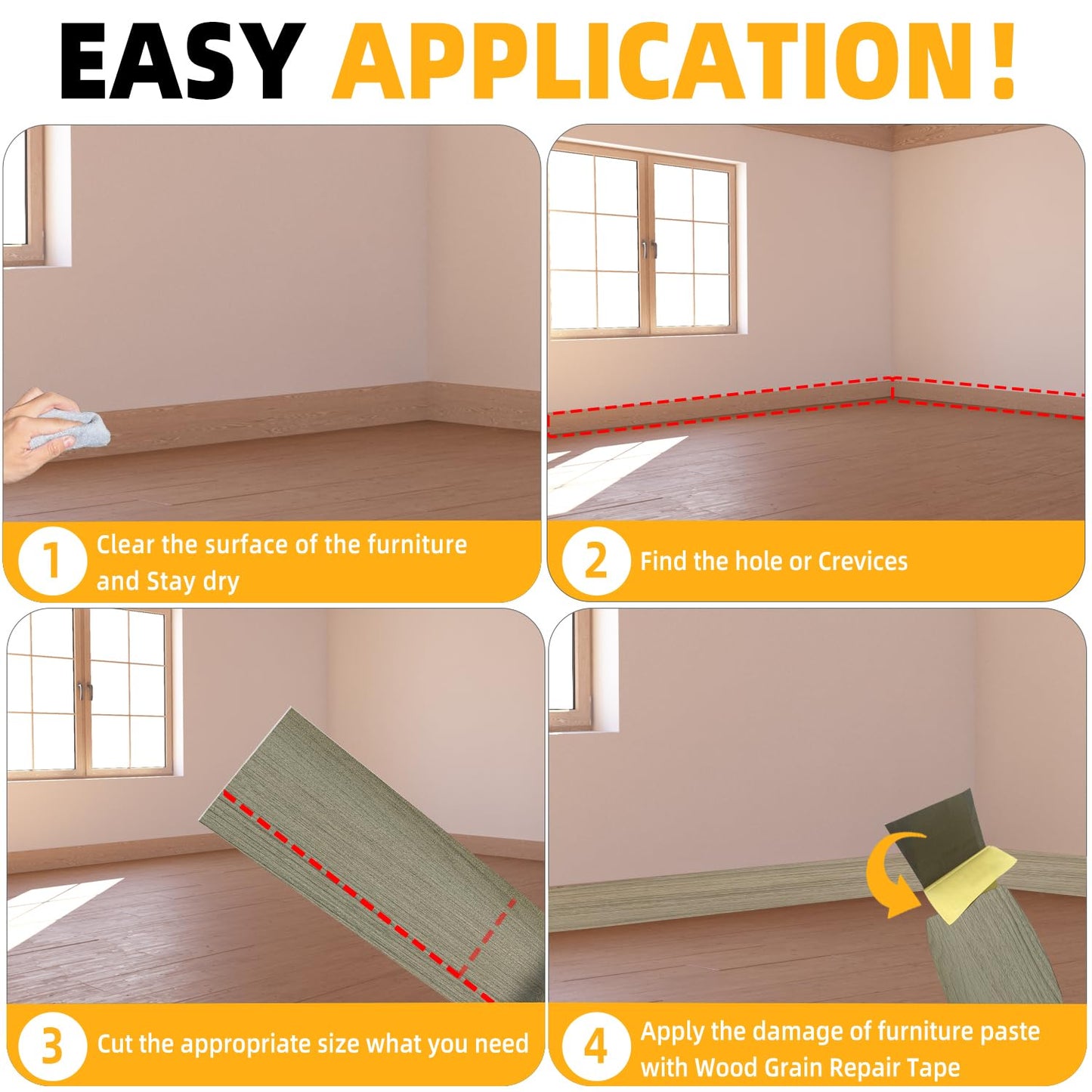 GSCIT Club Wood Grain Repair Tape, 2.3 inch X 15ft Self Adhesive Silver Walnut Grain Repair Patch for Tables, Chairs, Baseboards, Doors, Windows, Floors, Handicraft DIY.