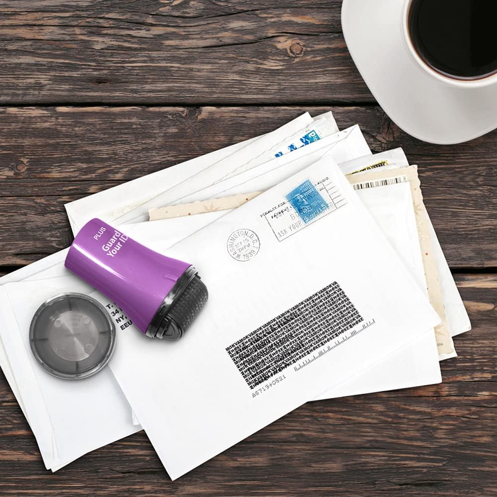 Wide Advanced Privacy Protection Roller by Guard Your ID for Bills, Mail, Address Labels (3-Pack, Purple)
