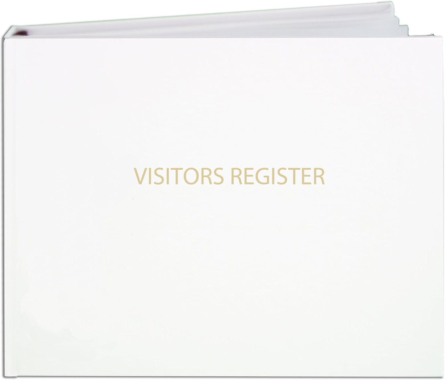 BookFactory Visitor Log Book/Visitor Register/Visitor Sign-in Book - 120 Pages, 8 7/8'' x 7'' - White Bonded Leather Cover, Section Sewn Hardbound (Made in USA)