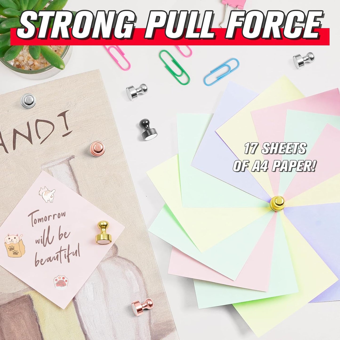 FINDMAG 100Pcs Fridge Magnets, Strong Neodymium Push Pin Magnets for Whiteboard, Ideal for Refrigerator, Kitchen, Classroom, Locker Accessories (Sliver)