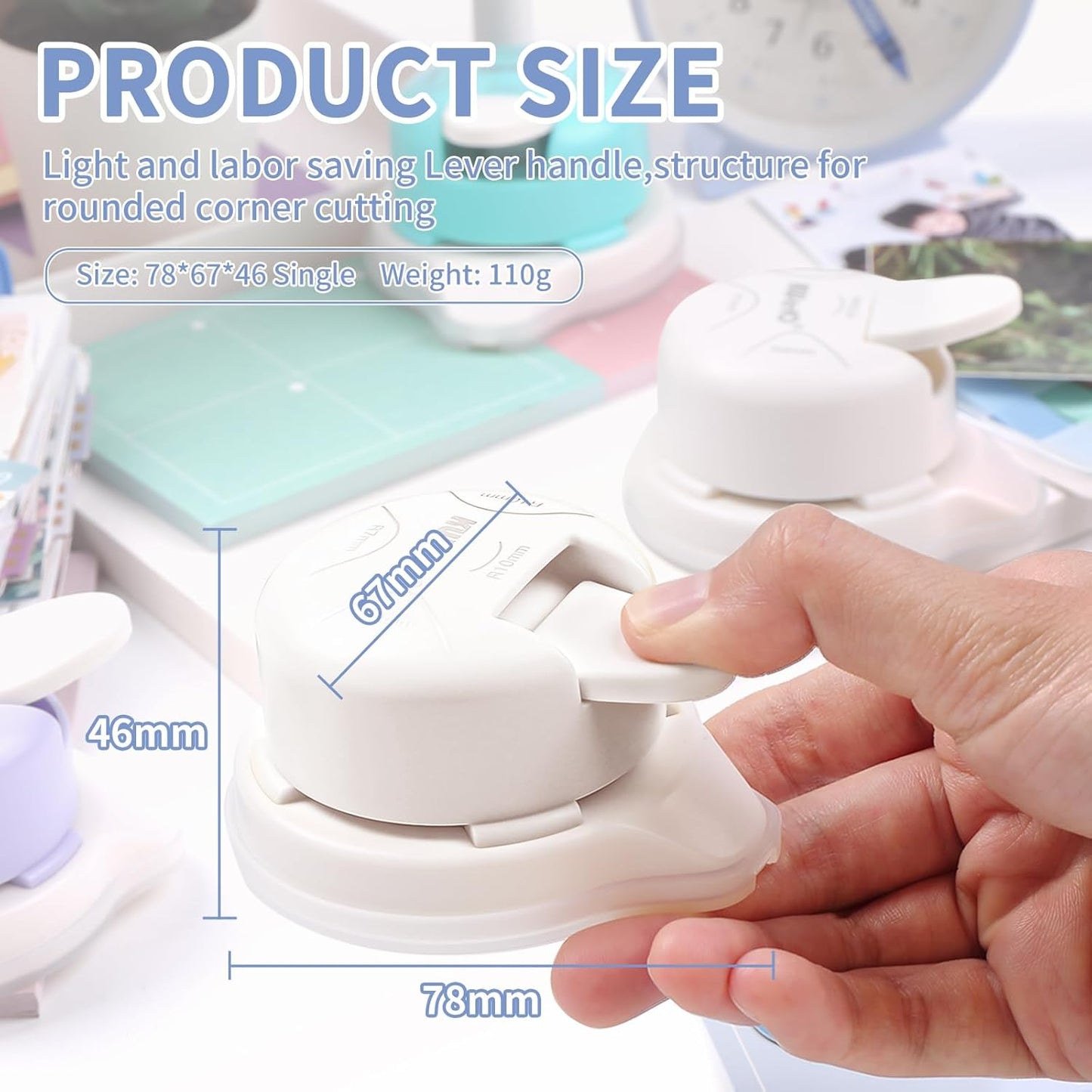 Corner Rounder Punch, Kaluofan 2024 Upgraded 4 in 1 Corner Punch (Inside Rounded Corner+R4mm+R7mm+R10mm), Paper Corner Rounder, Punches for Crafts, DIY Projects, Photo, Card, Scrapbooking Making