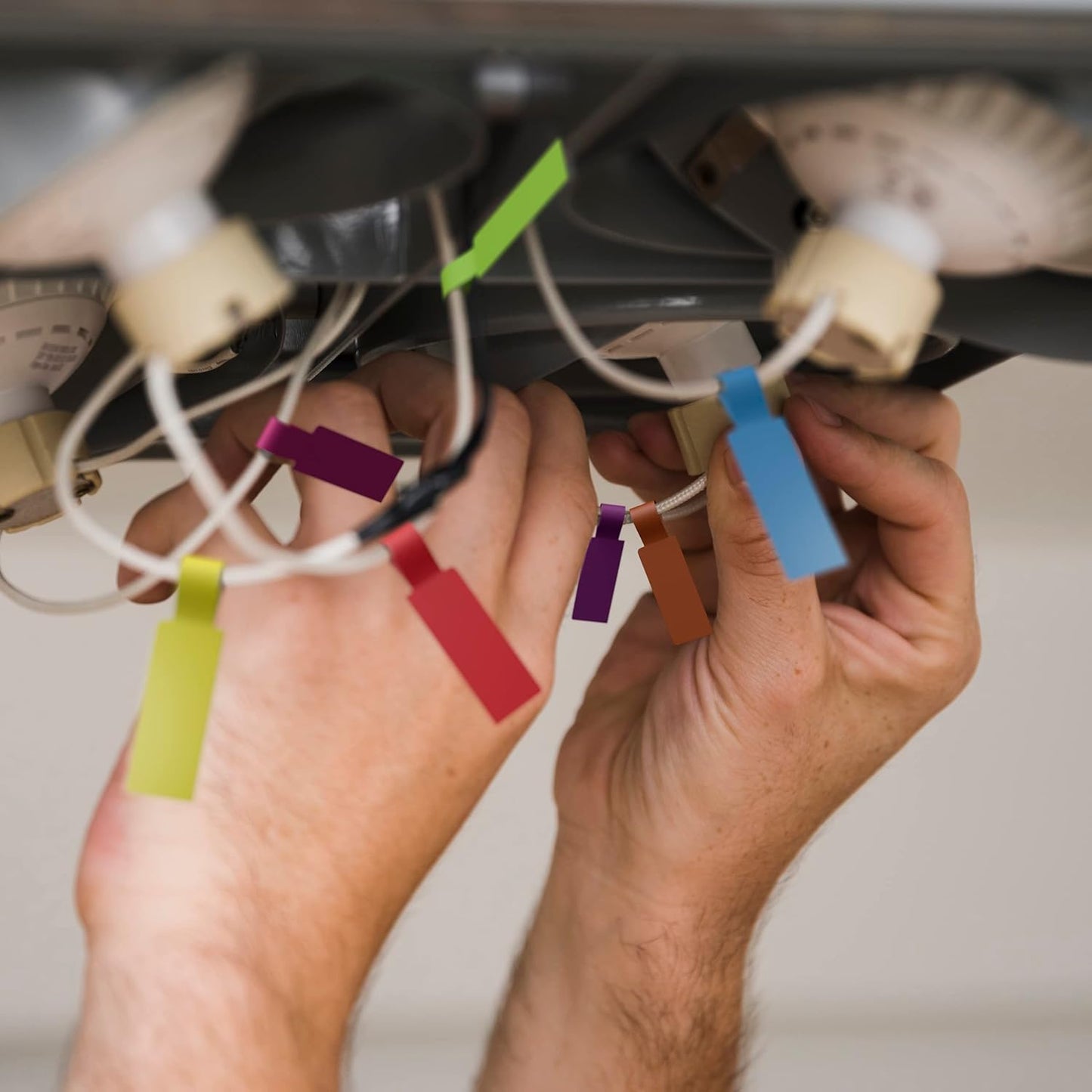 Kenco Cable Labels - 240 Labels 12 Sheets, 10 Colors Waterproof Cord Labels - Write on Stickers Tear and Liquid Resistant for Color Coding and Identification -Made in The USA (240 Labels)