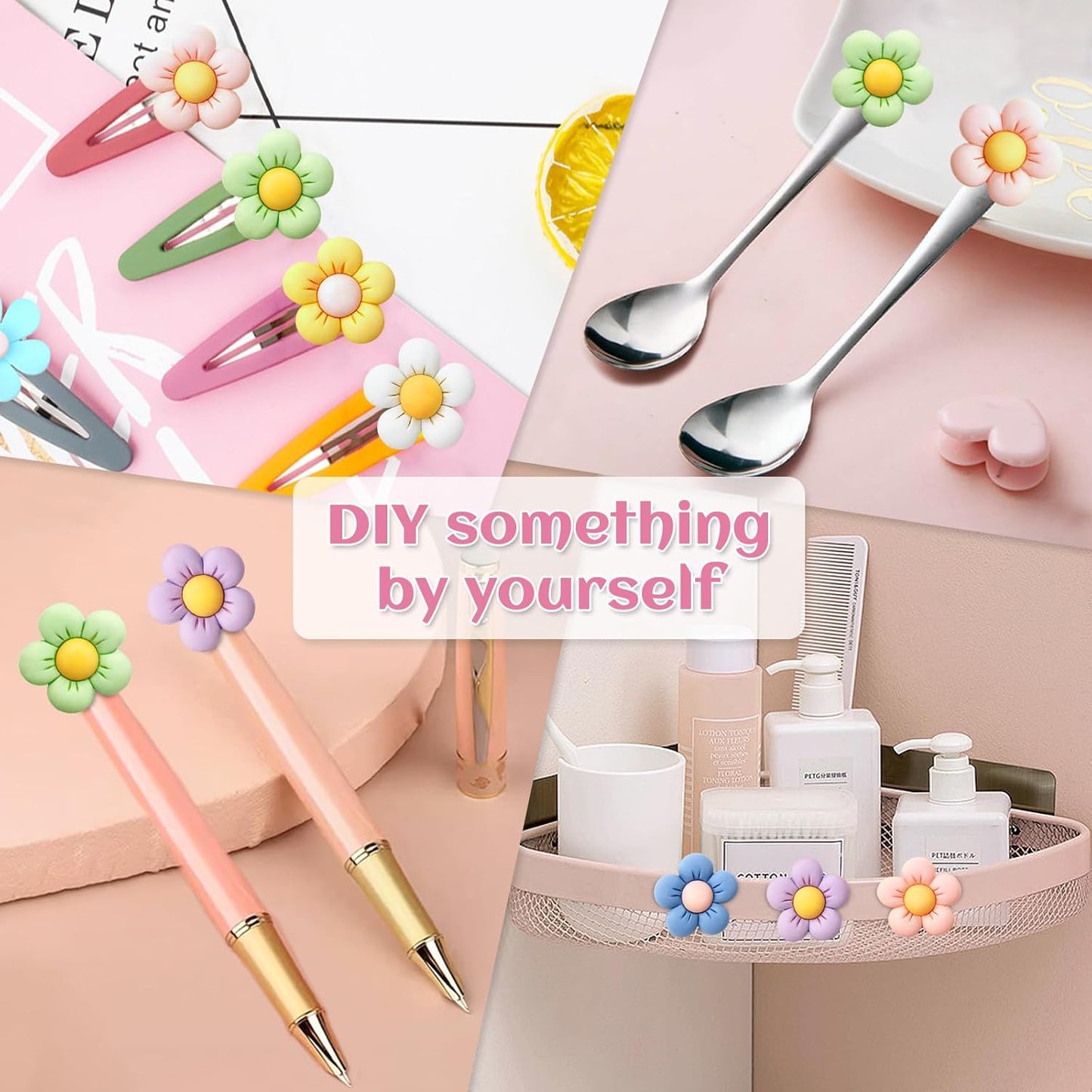 Qualsen 3D Flower Fridge Magnets - 12 Pcs Cute Decorative Magnets for Refrigerator, Whiteboard, Locker & Kitchen (Solid Peach Blossom)