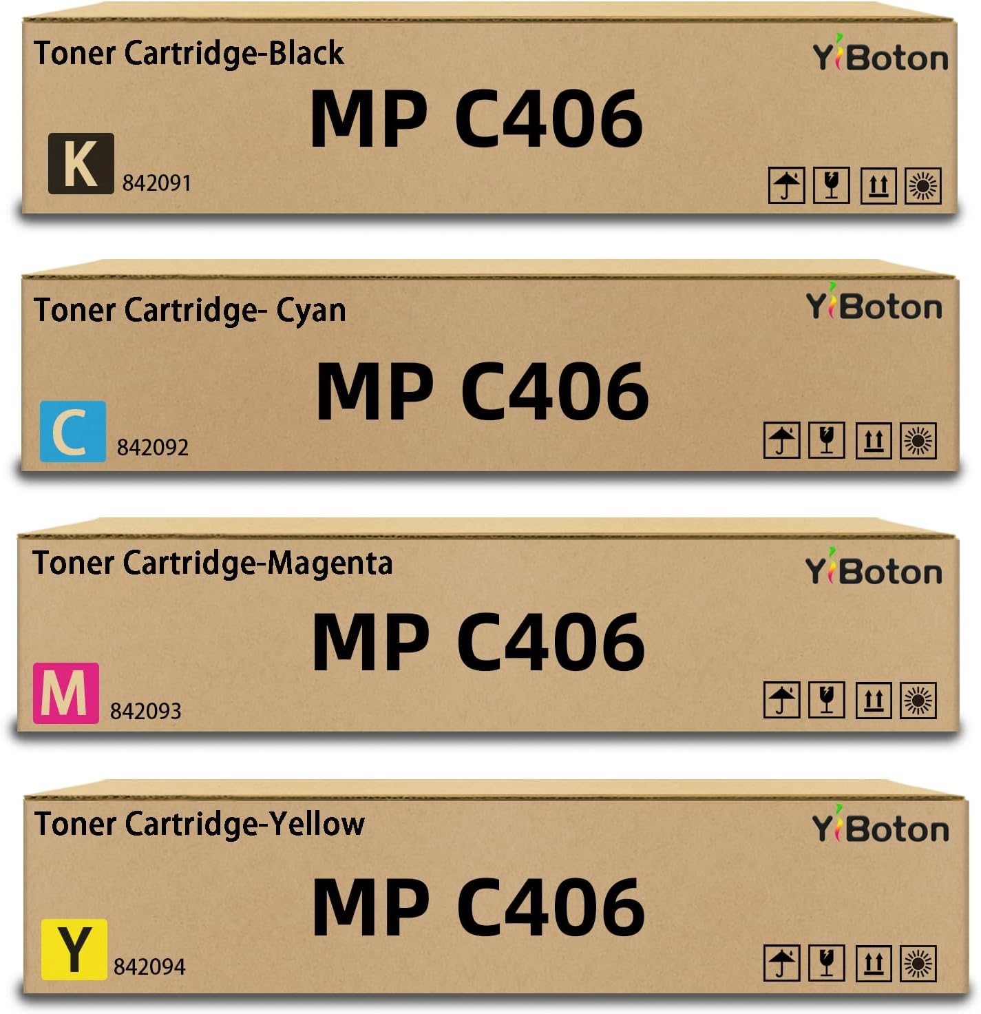 MP C406 C306 High Yield Toner Cartridge Set Compatible for C406 842091 842092 842093 842094 Toner Cartridge Replacement for MP C306 C307 C406 C407 Printer (4-Pack, Black/Cyan/Magenta/Yellow)