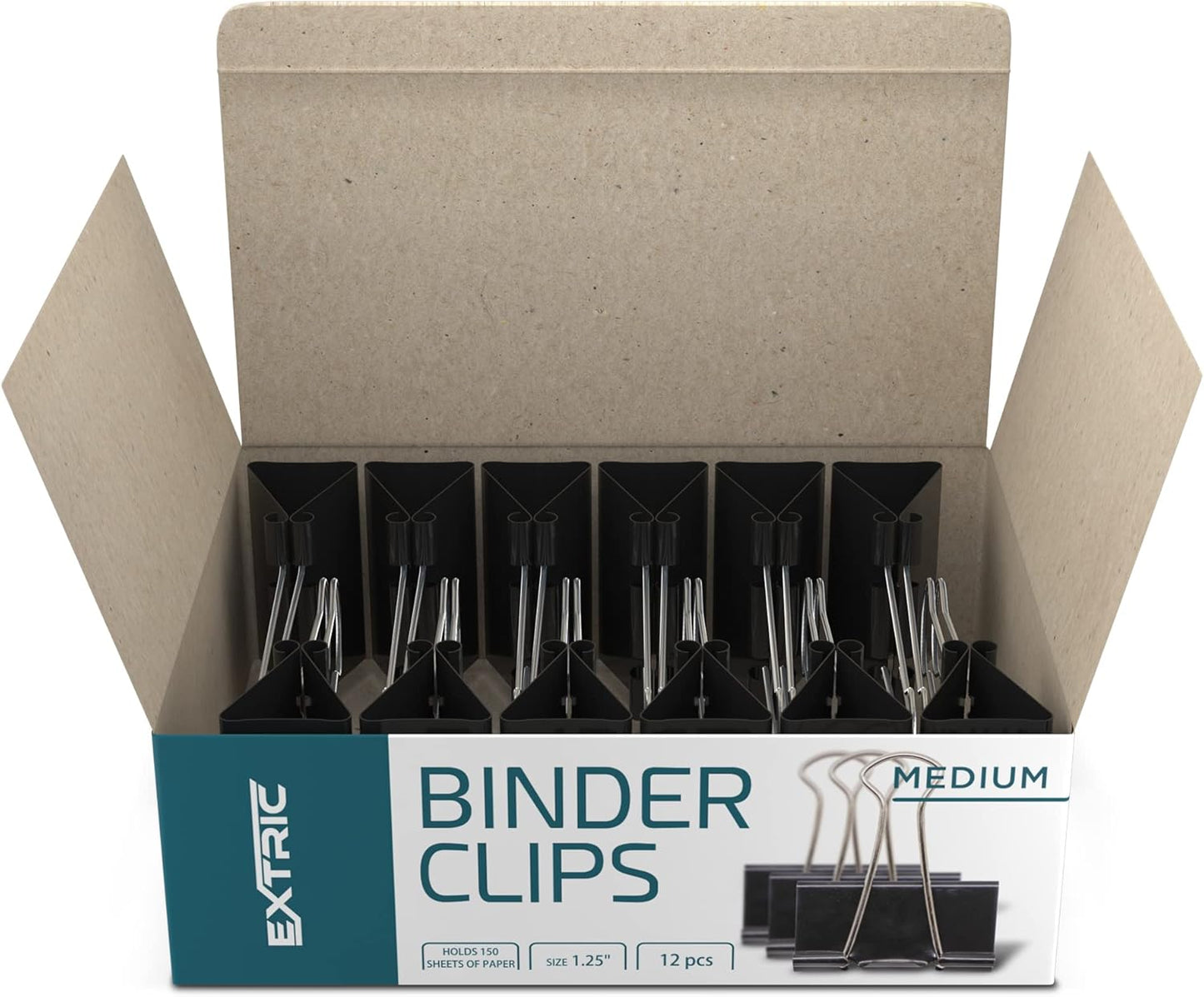 Binder Clips - 48 Medium Binder Clips, 1.25 Inch Black Paper Clamps, File Clip for Home, Office and School Supplies