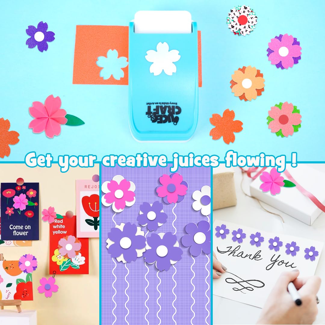 UCEC 1 inch Flower Punch, Paper Punch, Craft Hole Punch, Craft Lever Punch for Paper Crafting Scrapbooking, Handmade Card-Making, Invitations, Decorations, Gift Tags