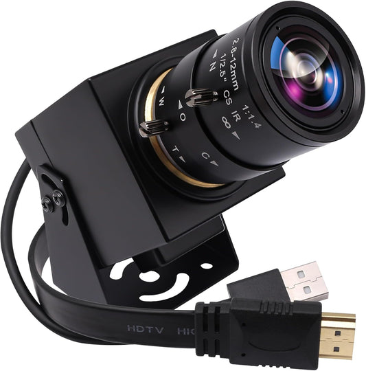 SVPRO 4K Webcam - HDMI/USB Dual Interface, Manual Zoom, 2.8-12mm CS Mount Lens for Close-up, CMOS IMX415 Industrial Camera for Machine Vision