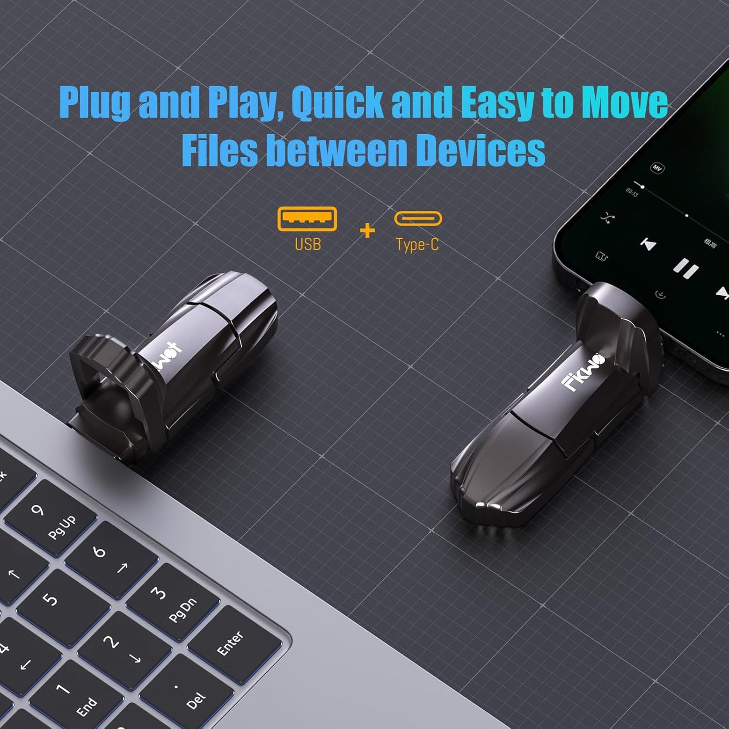 External SSD USB Flash Drive 512GB, Up to 550MB/s 2-in-1 Type C+ USB A USB3.2 Gen2 Solid State Thumb Drive SSD Stick for iPhone 15/16/Android/Windows/Mac/PC/Laptops