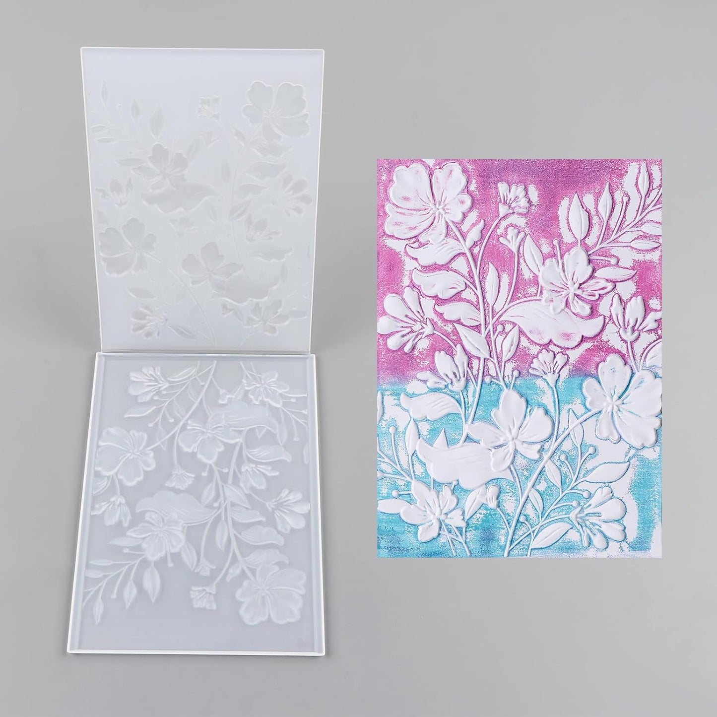 BAOFALI 3D Cherry Blossom Rose Plastic Embossing Folders for DIY Scrapbooking Photo Album Card Paper Craft Decoration for Card Making,Embossing Template Paper Card Embossing Stencil 6.3" L x 4.5" W.